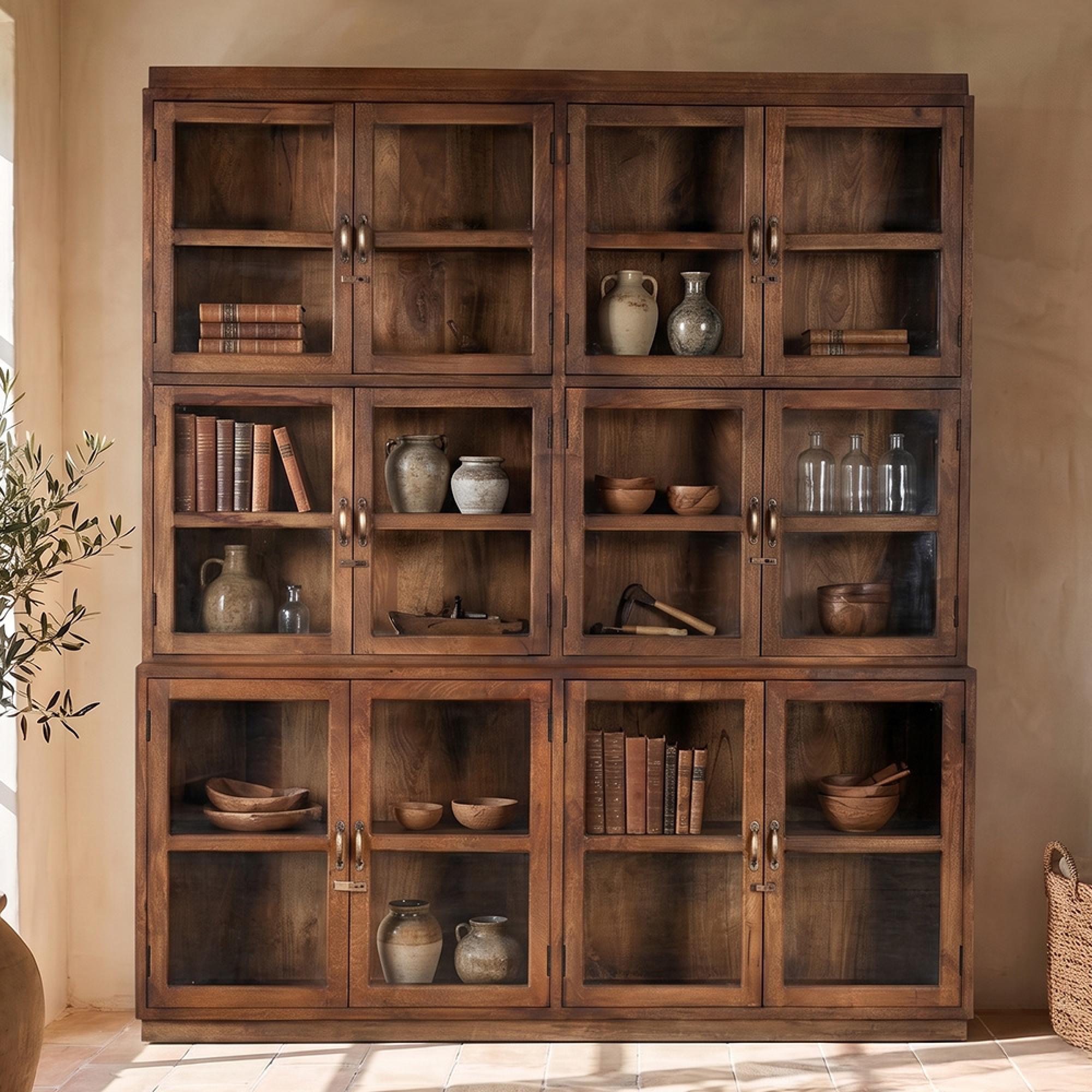 Display Cabinet - Multi-Door - Large - Brown - Glass and Wood