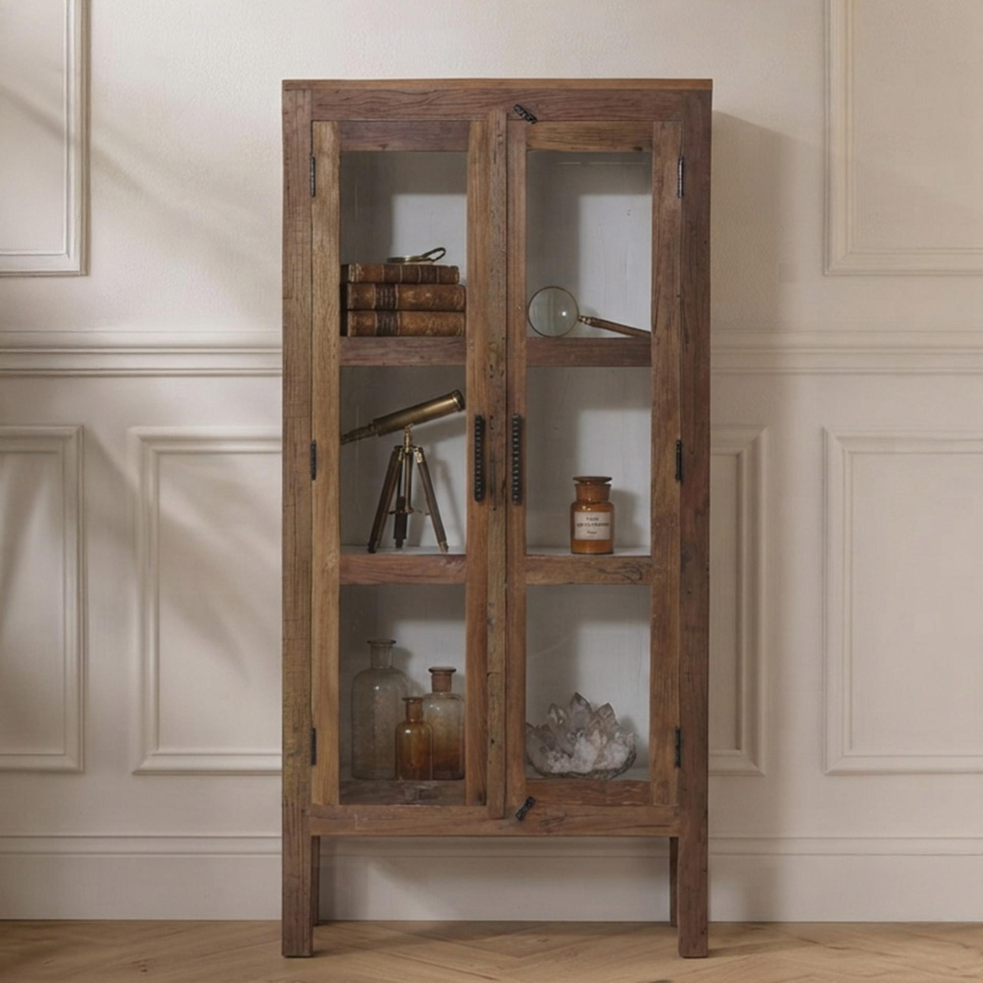Unique One of a Kind - Bassano Display Cabinet - 2 Door - Brown - Glass and Wood