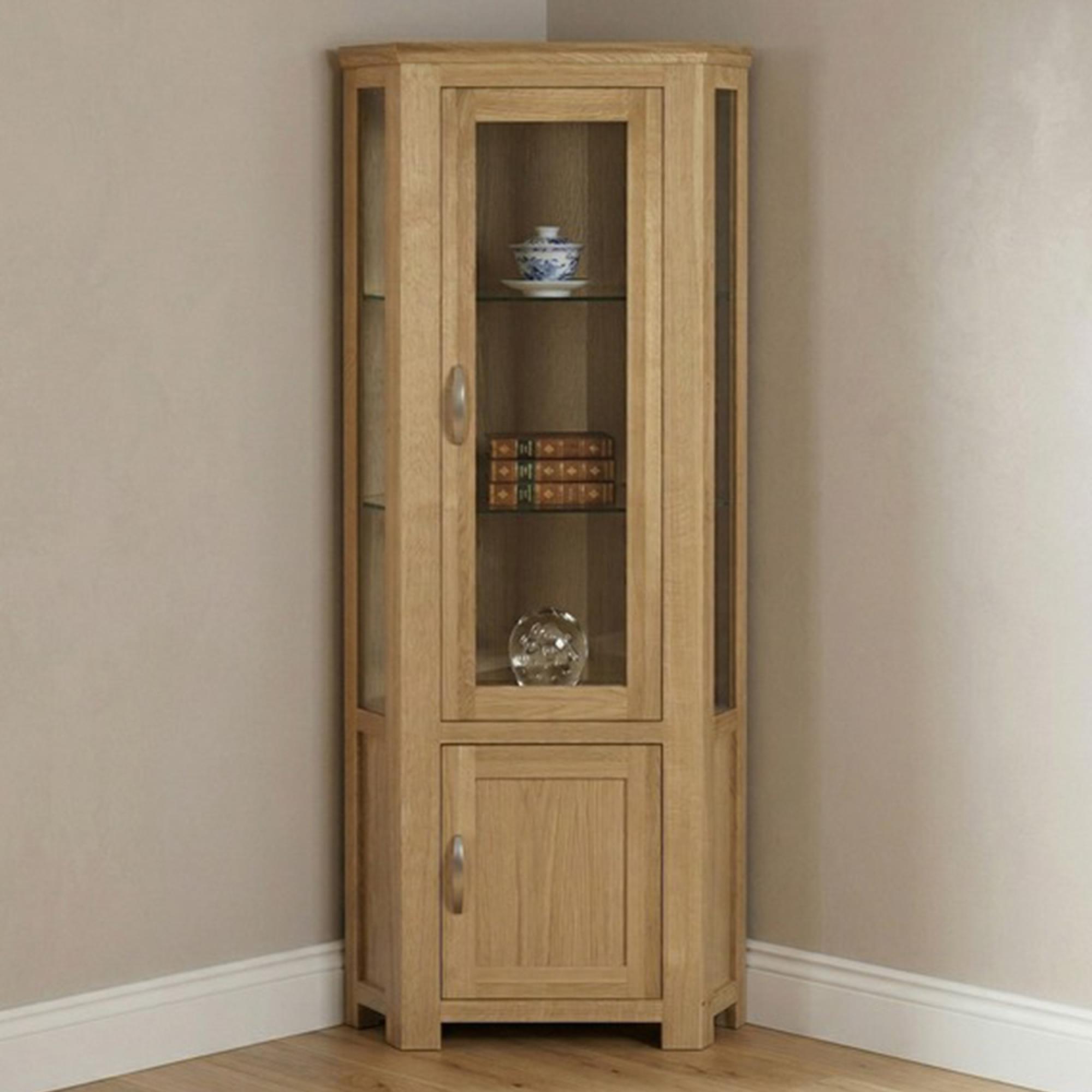 Treviso Oak Corner Display Unit - 2 Door
