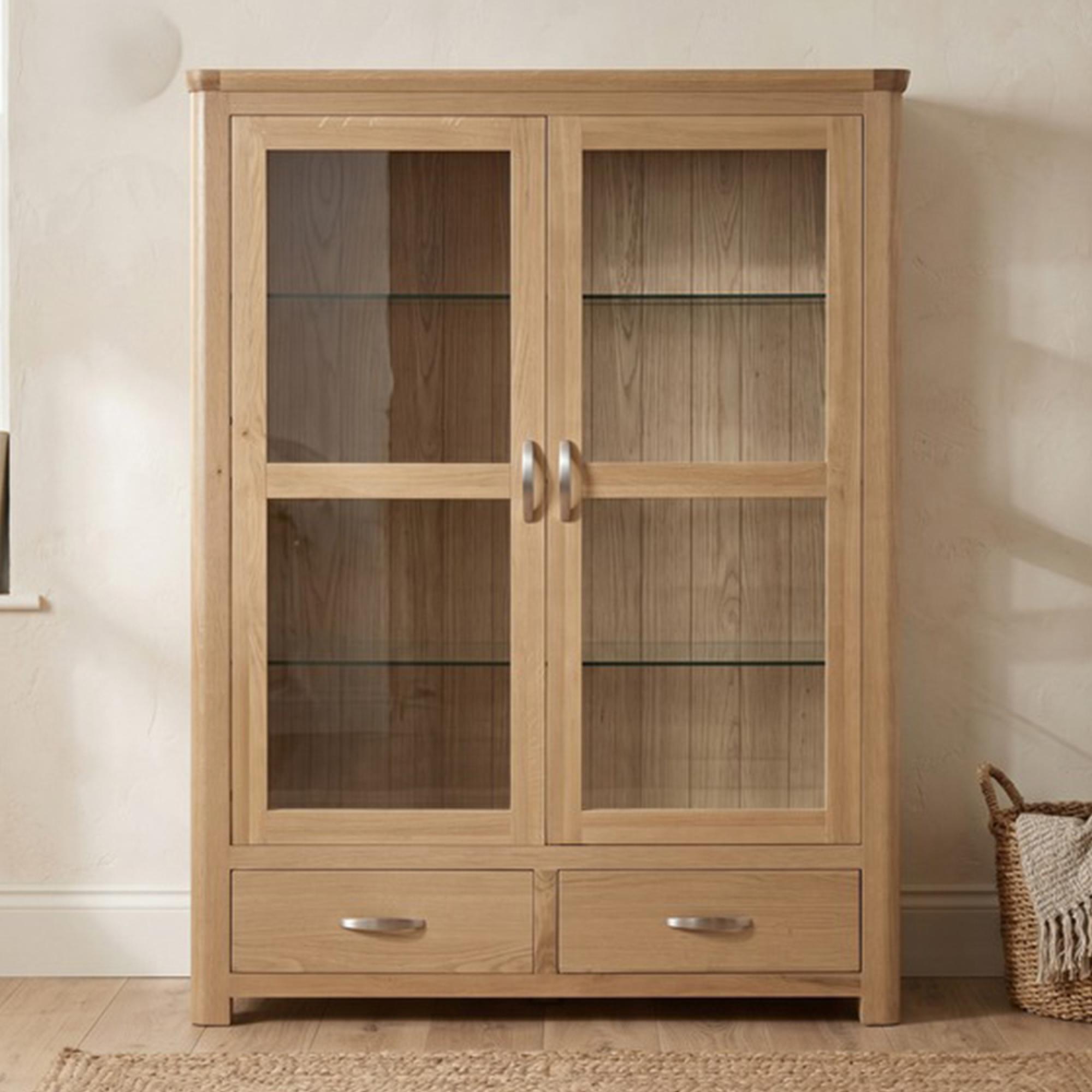 Treviso Oak Display Cabinet - Low - 2 Door