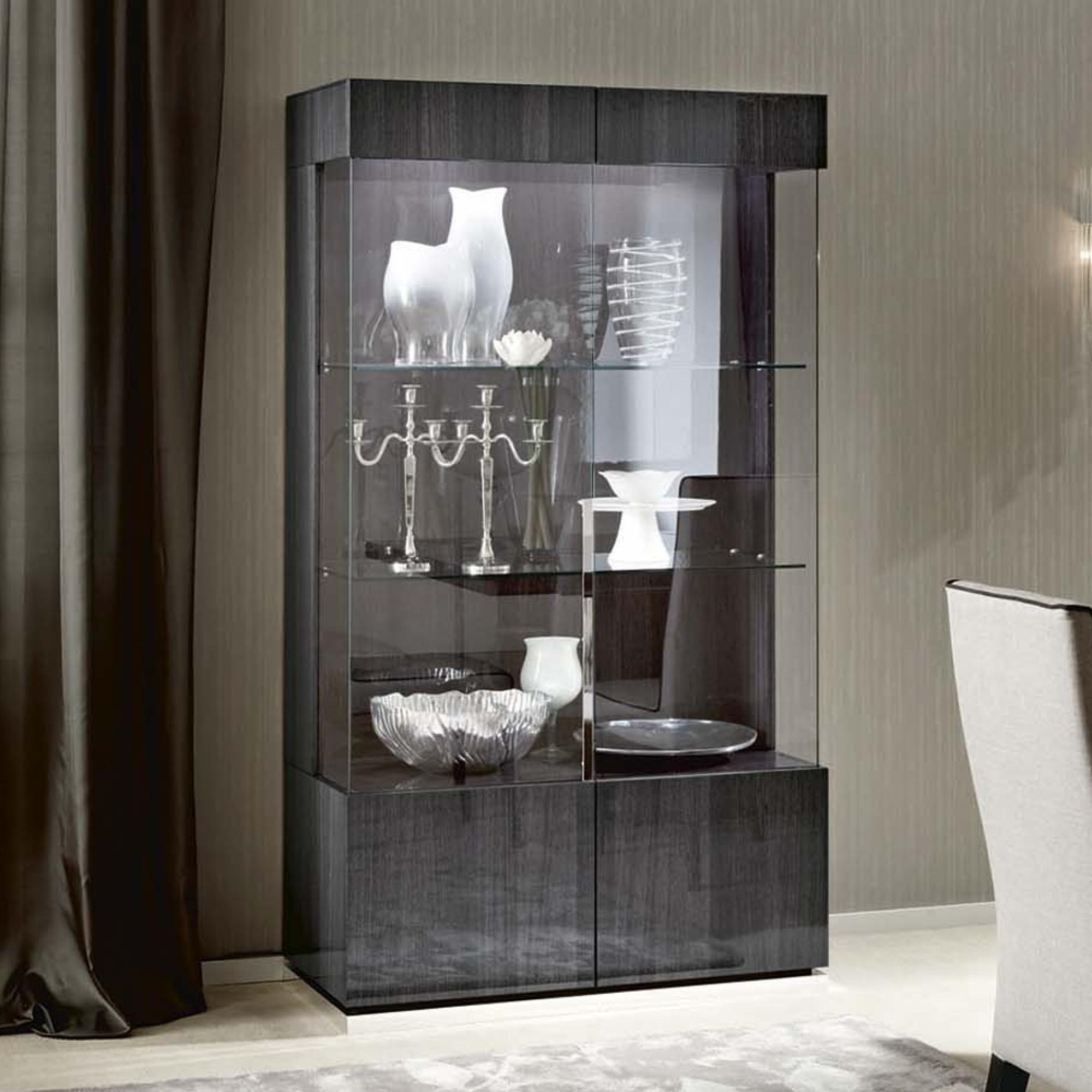 Montecarlo Display Cabinet - 2 Door - Grey Koto High Gloss