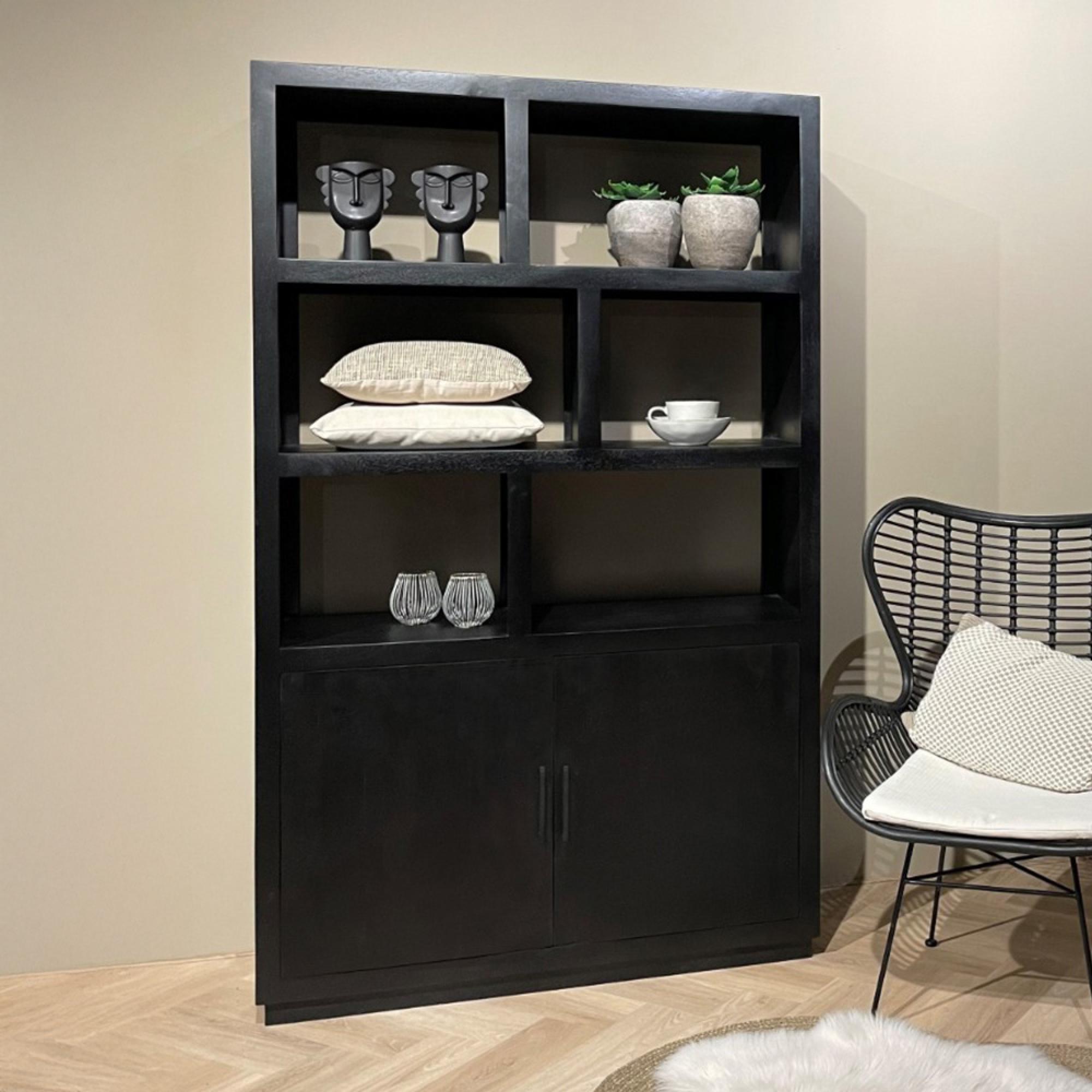 Jaxx Display Cabinet - 2 Door - Black - Mango Wood