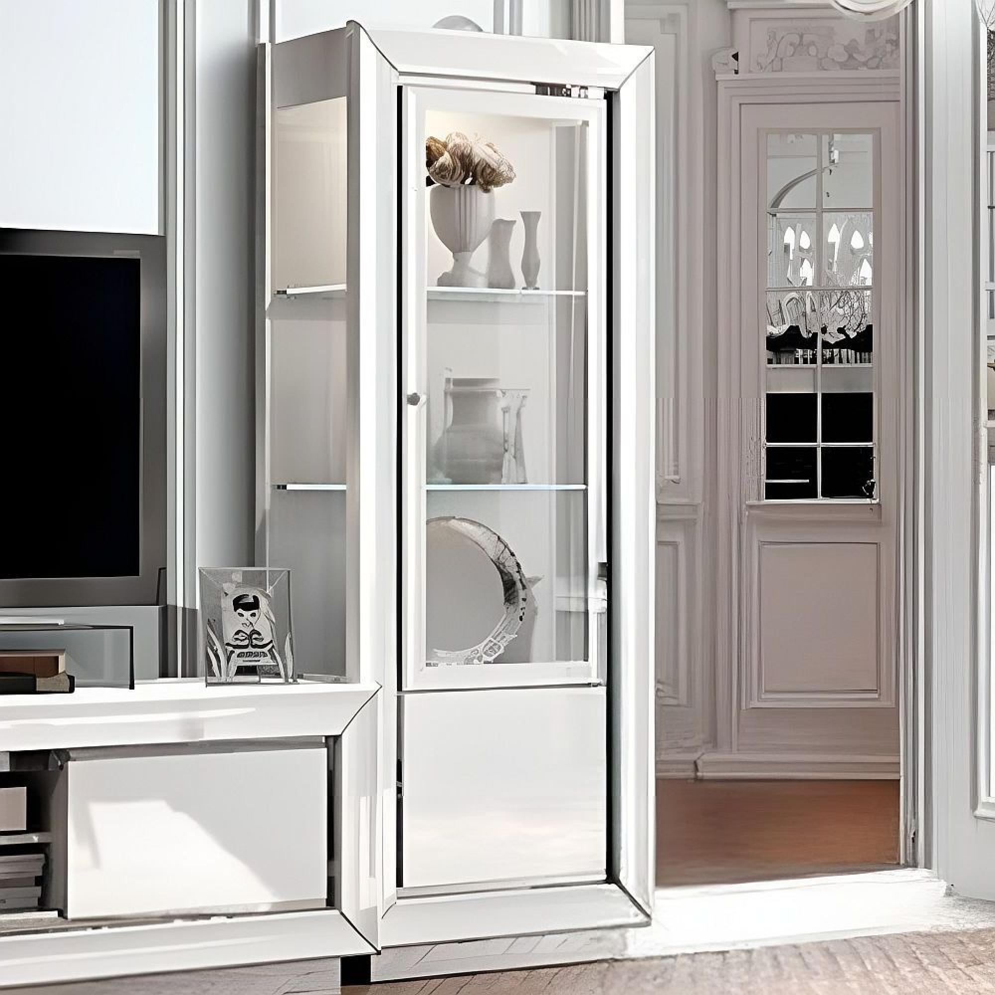 Dama Italian White Vitrine - 1 Right Door - Chrome Trim  