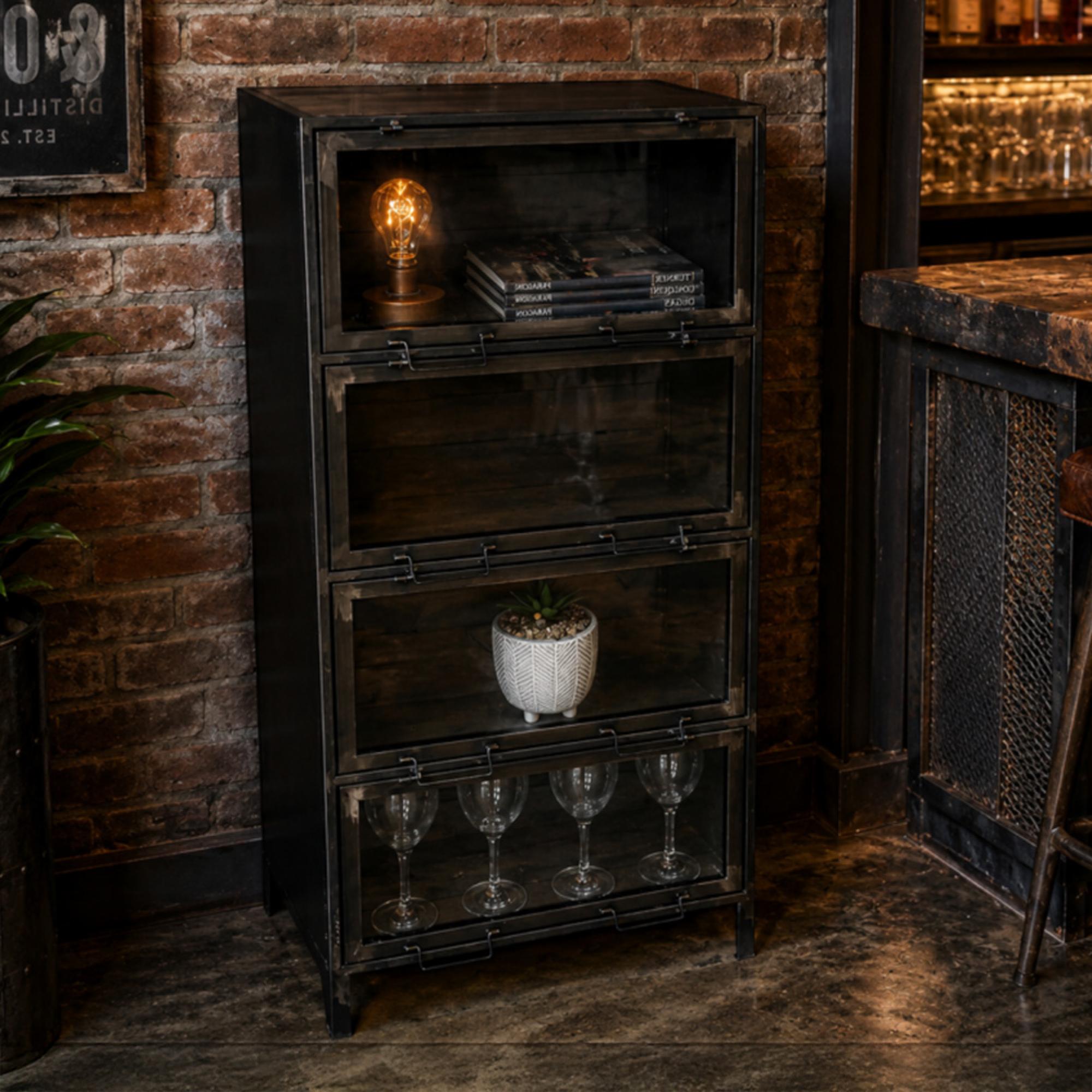 Display Unit - Black Metal and Glass - Narrow