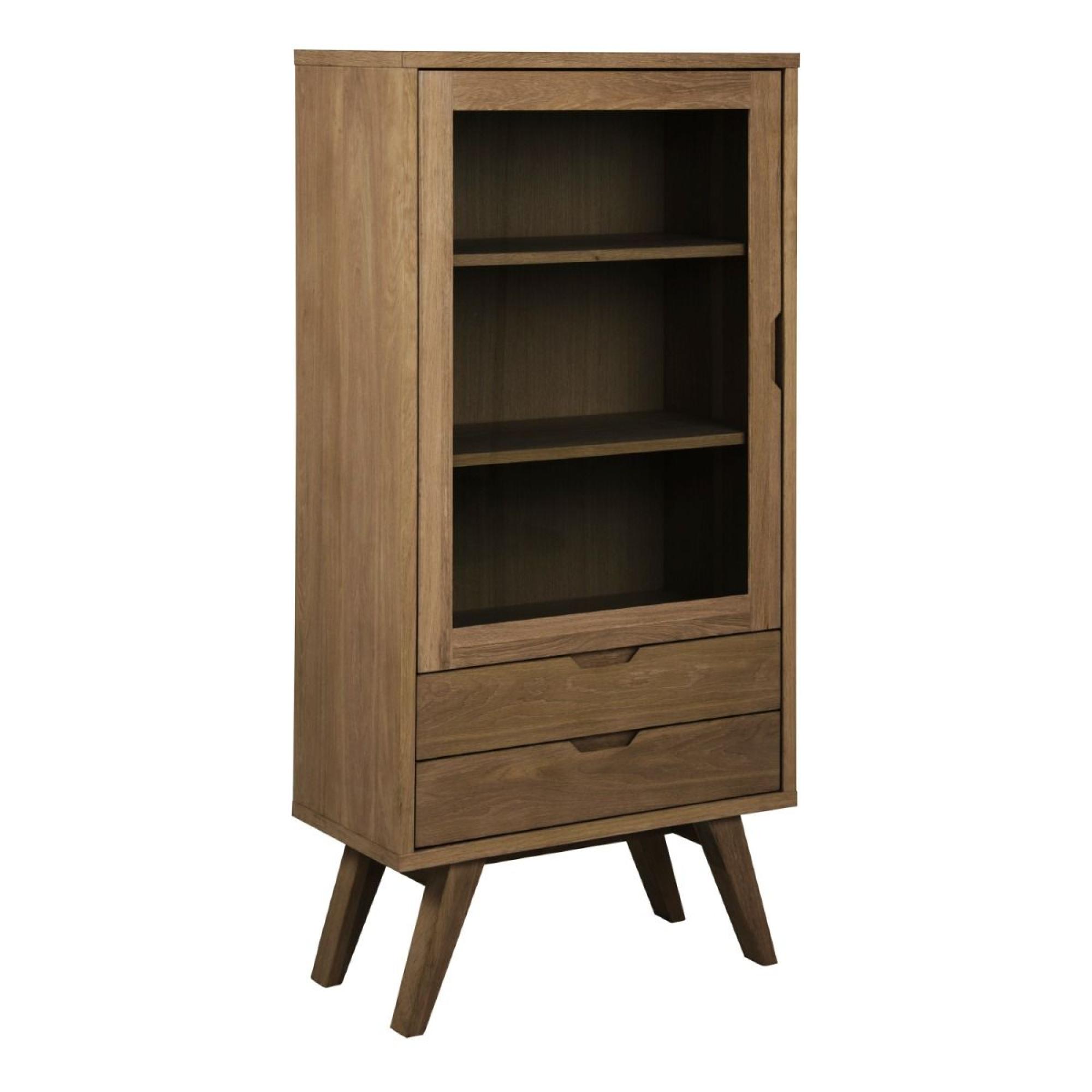 A-Line Display Cabinet - 2 Drawer - Smoked Oak
