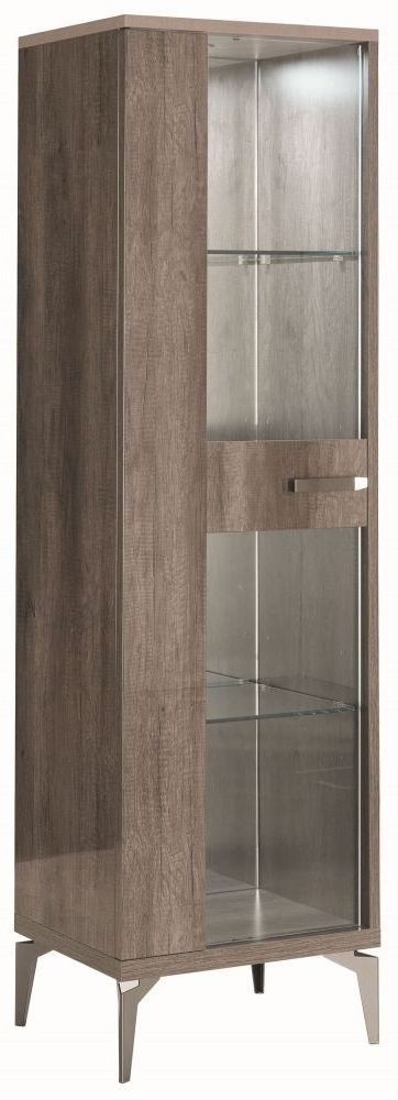 Matera Vitrine - 1 Door - LHF - Wood Grain Gloss