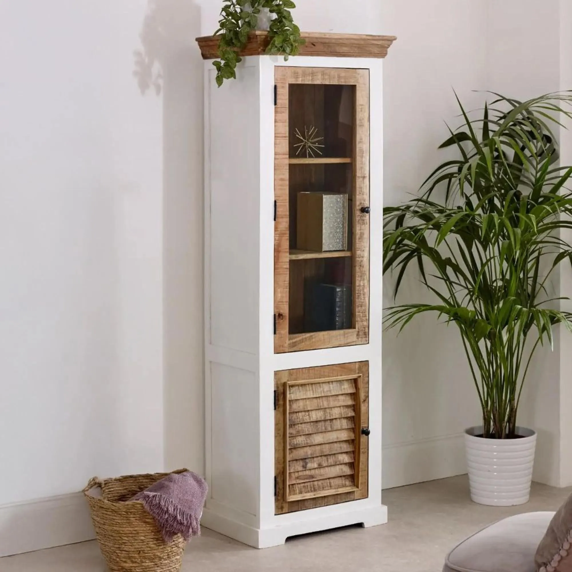 Alfie Display Cabinet - 1 Door - White - Mango Wood