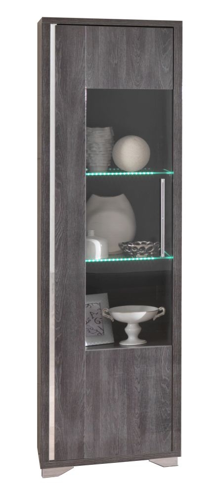 Augusta Display Cabinet - 1 Door - LHF - Grey Oak Effect