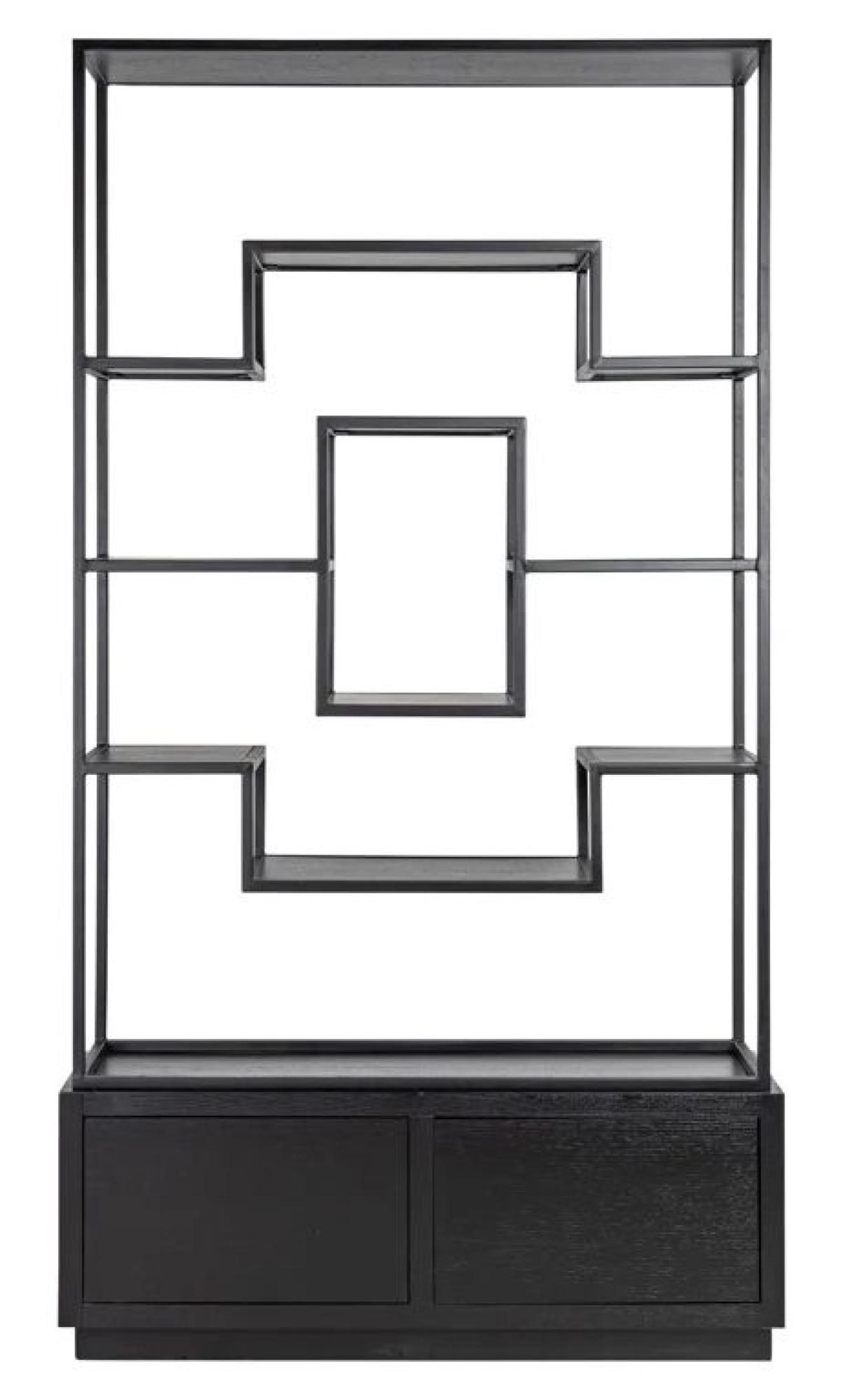 Bonvoy Black Oak Shelving Unit with Storage