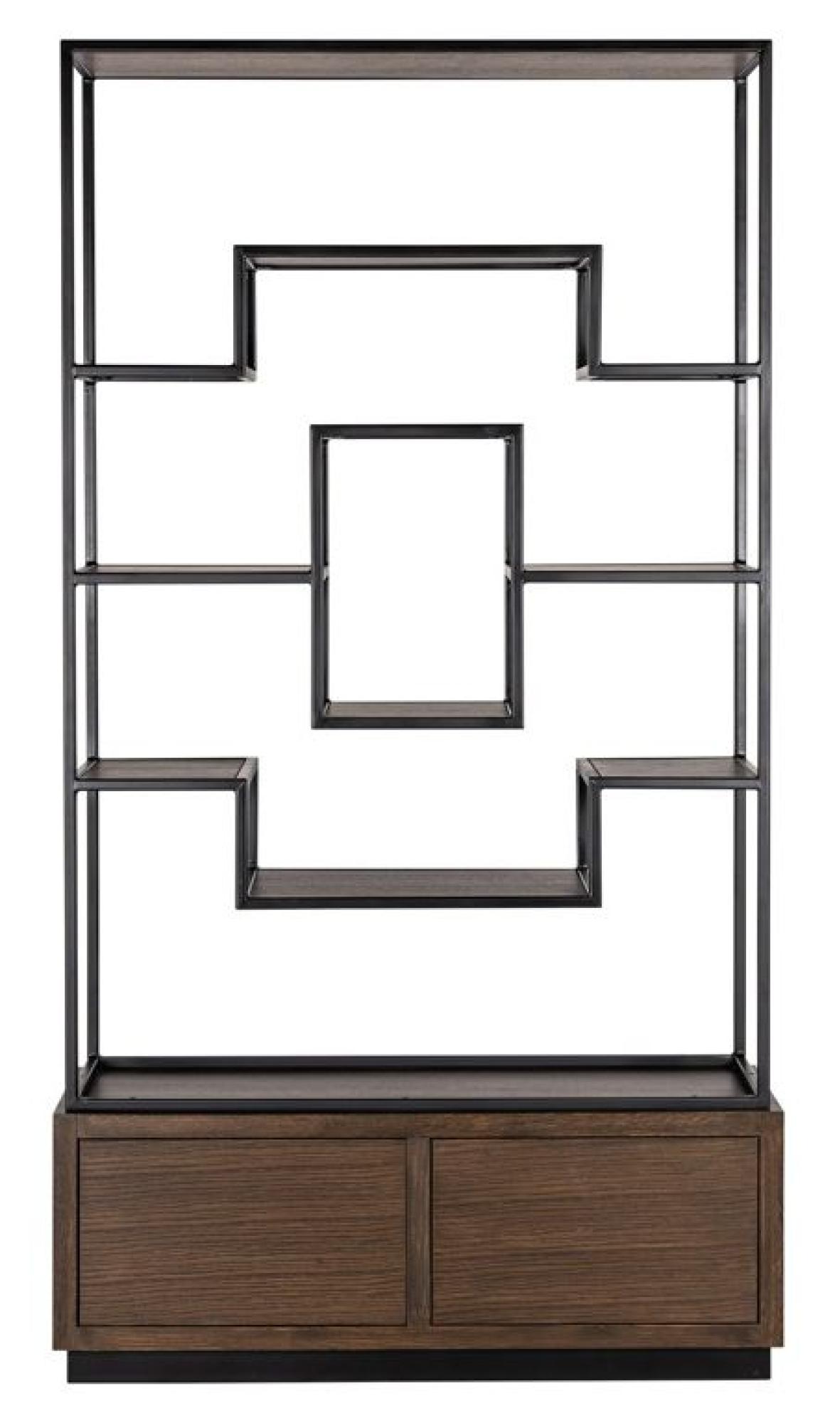 Bonvoy Brown Oak Shelving Unit with Storage