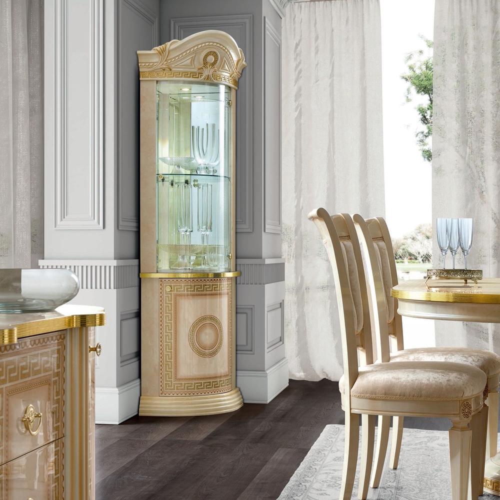 Aida Corner Display Cabinet - Ivory