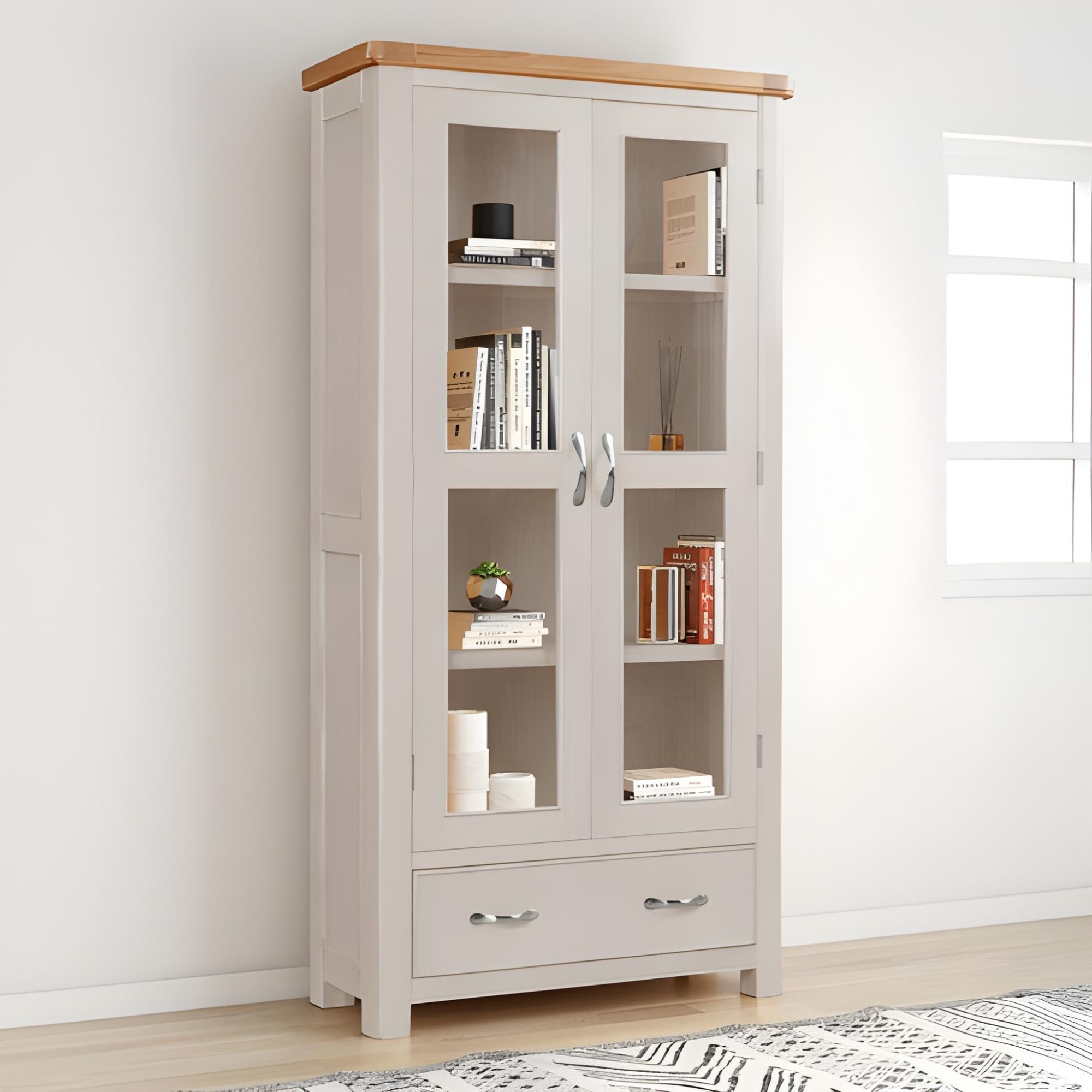 Clarion Display Cabinet - 2 Door - Oak and Grey