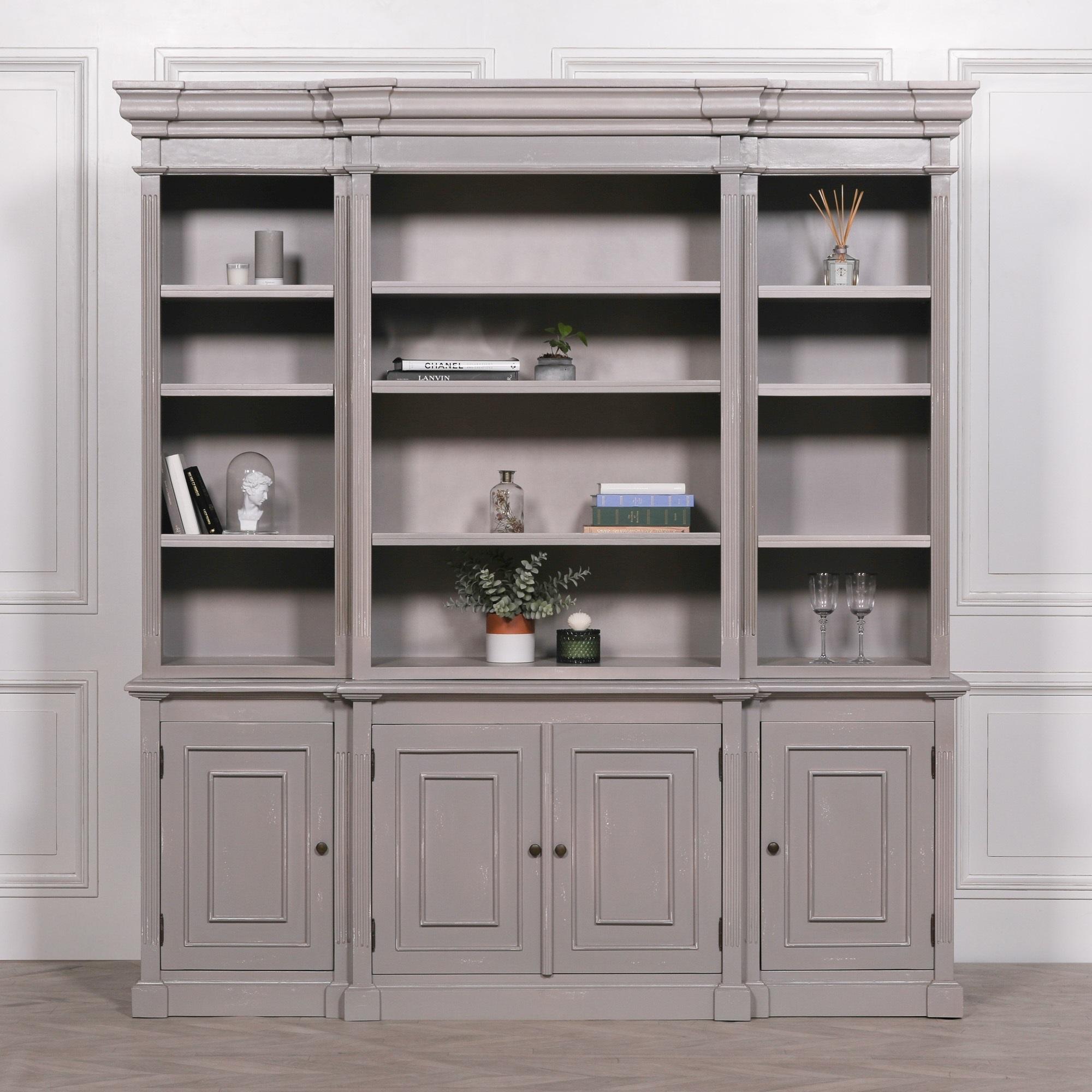 Distressed Grey Display Cabinet - Large