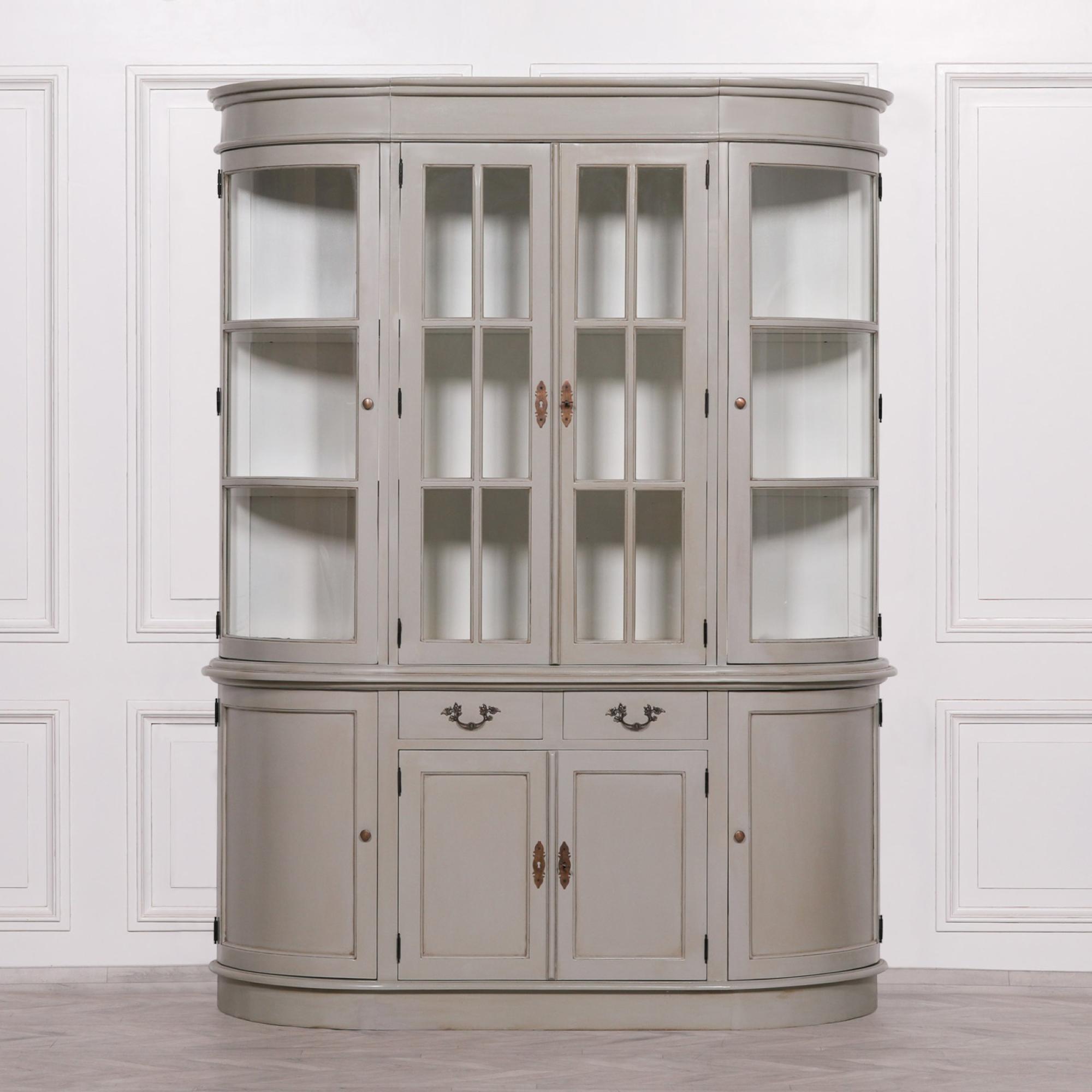 Grey Mahogany Display Cabinet - Curved