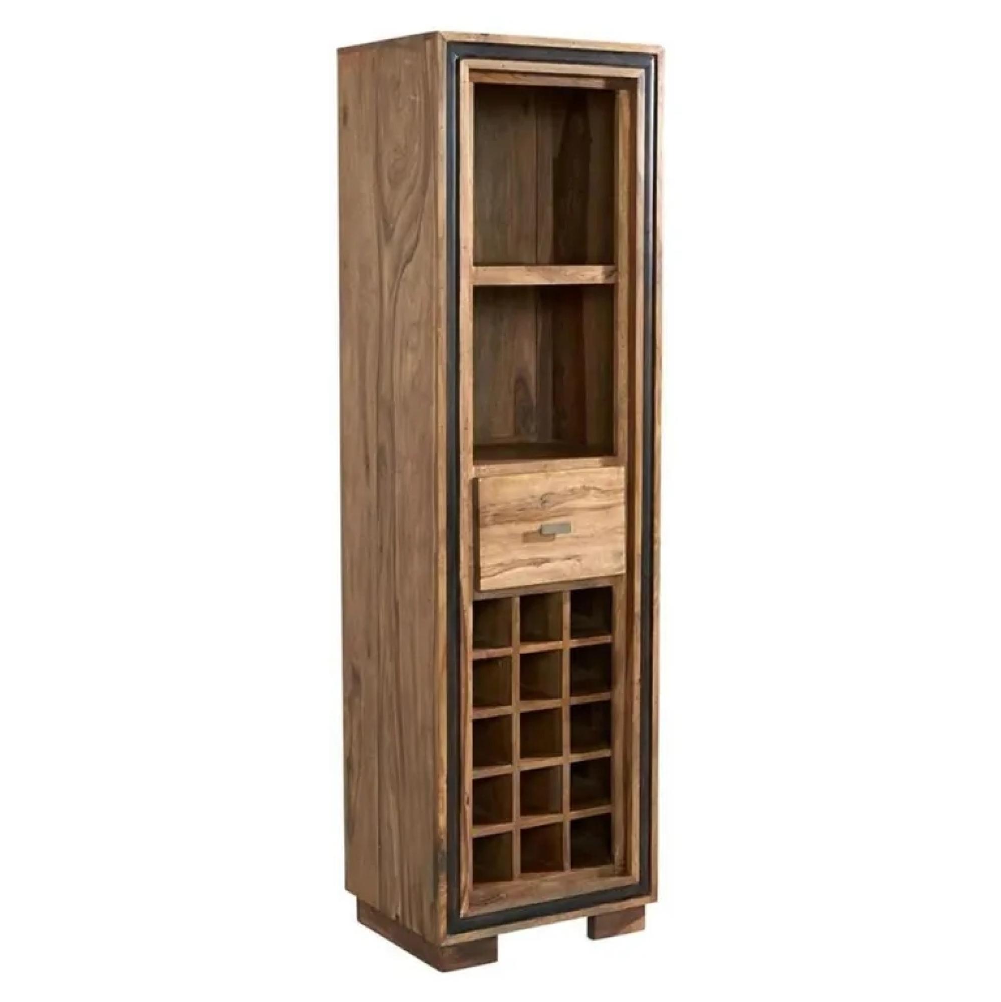 Hubli Display Unit - Tall - with Wine Rack - Solid Sheesham Wood