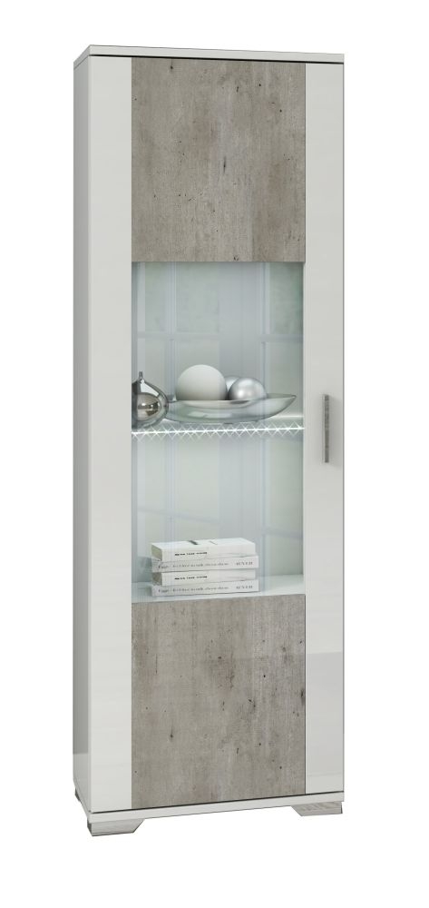 Messina Display Cabinet - 1 Door - LHF - White & Grey