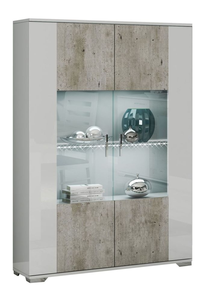 Messina Display Cabinet - 2 Door - White & Grey
