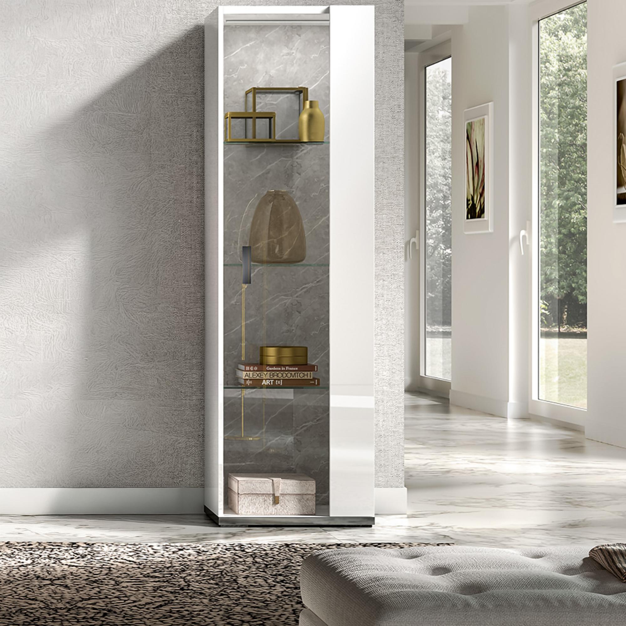 Modern Mara Vitrine - 1 Door RHF - White
