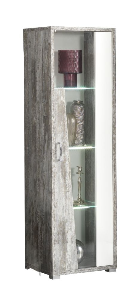 Naro Vitrine - 1 Door - RHF - Grey & White
