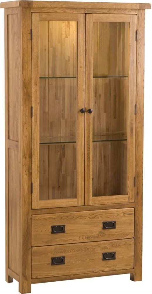 Originals Display Cabinet - 2 Door - 2 Drawer - Rustic Oak