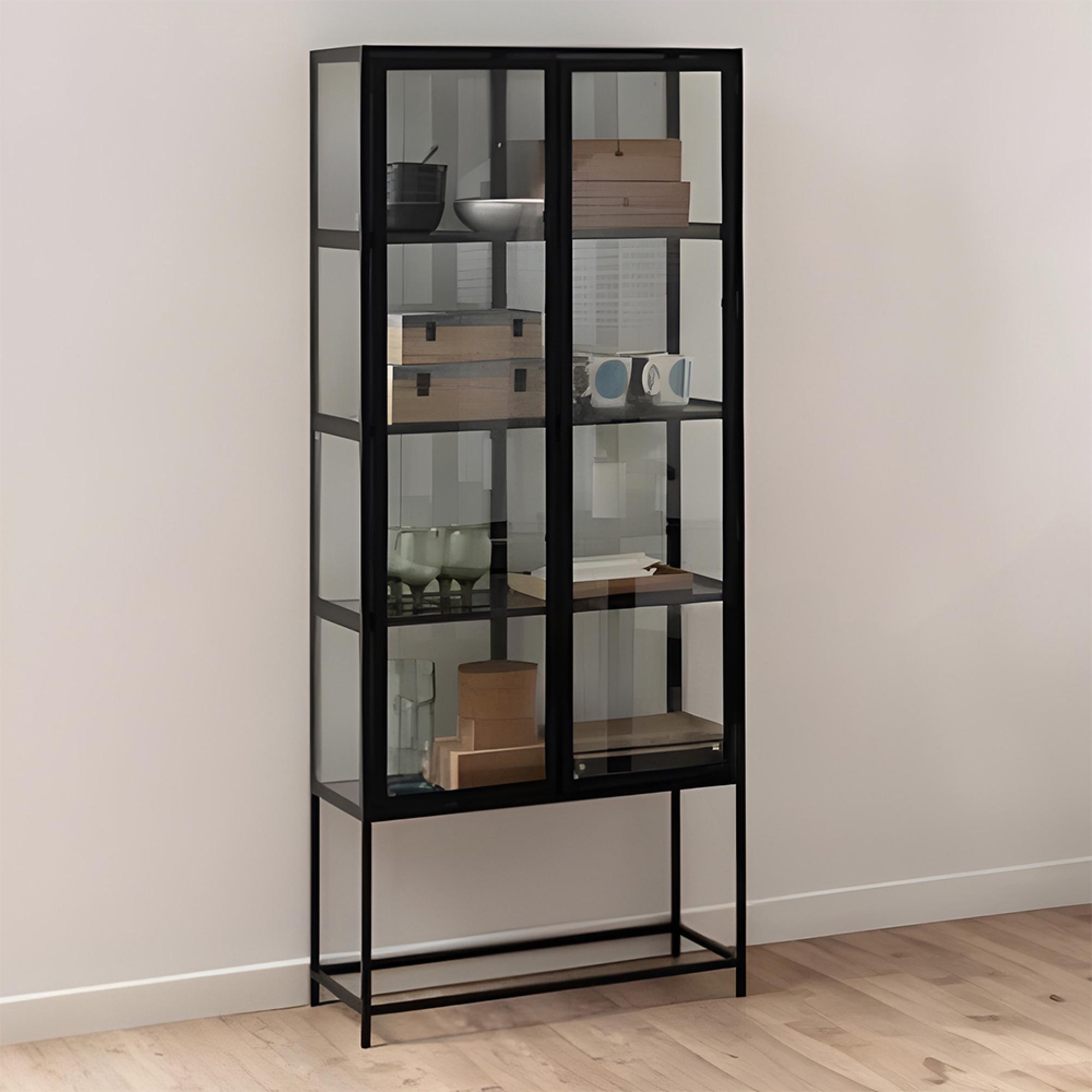 Seaford Display Cabinet - 2 Door - Black Metal