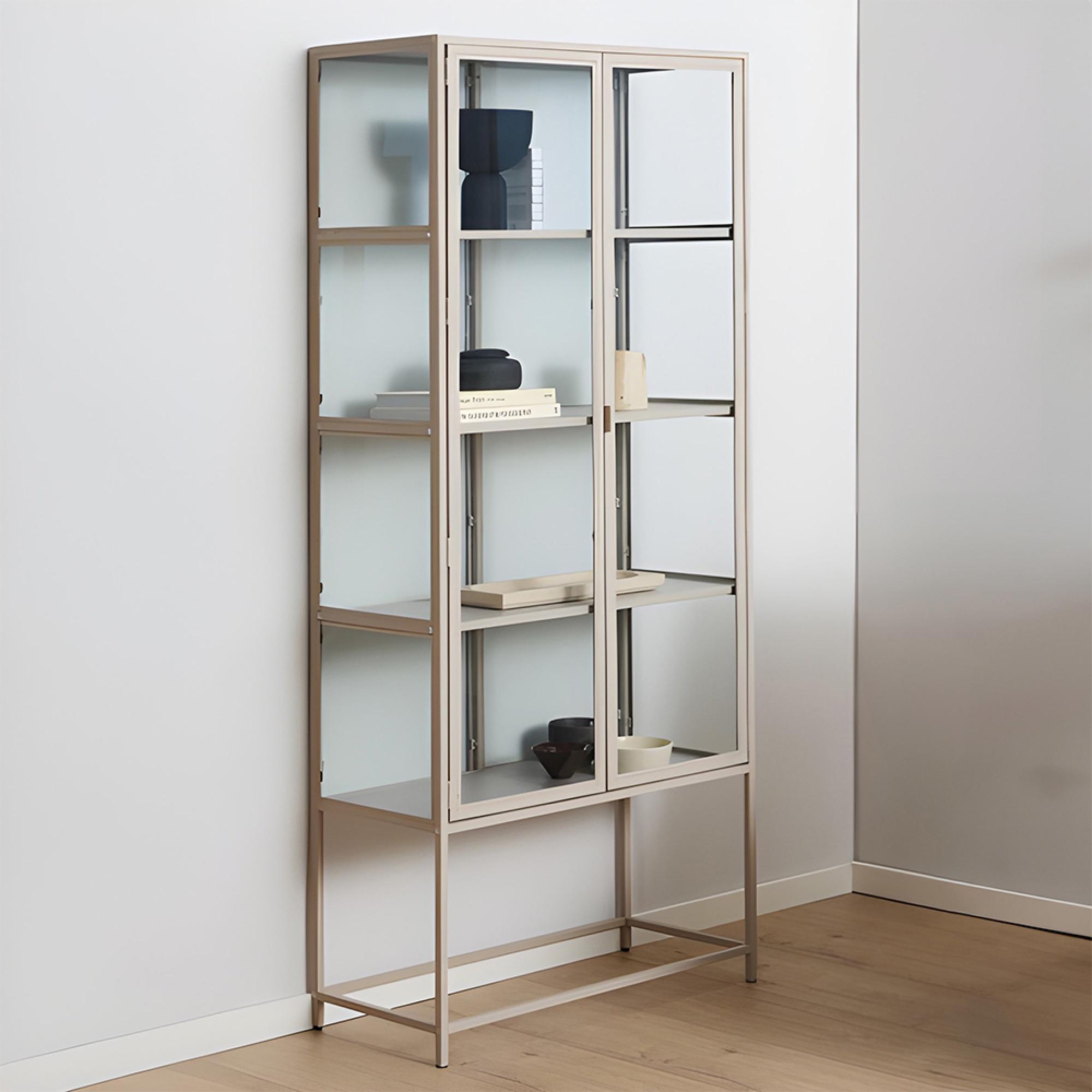 Seaford Display Cabinet - 2 Door - Grey Metal