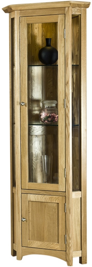 Shaker Corner Display Cabinet - 2 Door - Oak