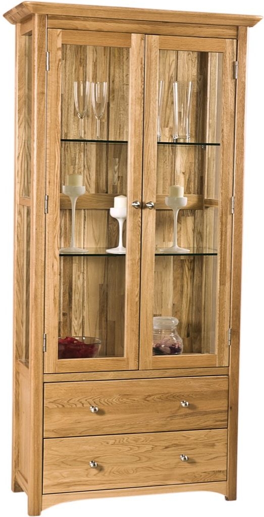Shaker Display Cabinet - 2 Door - 2 Drawer - Large - Oak