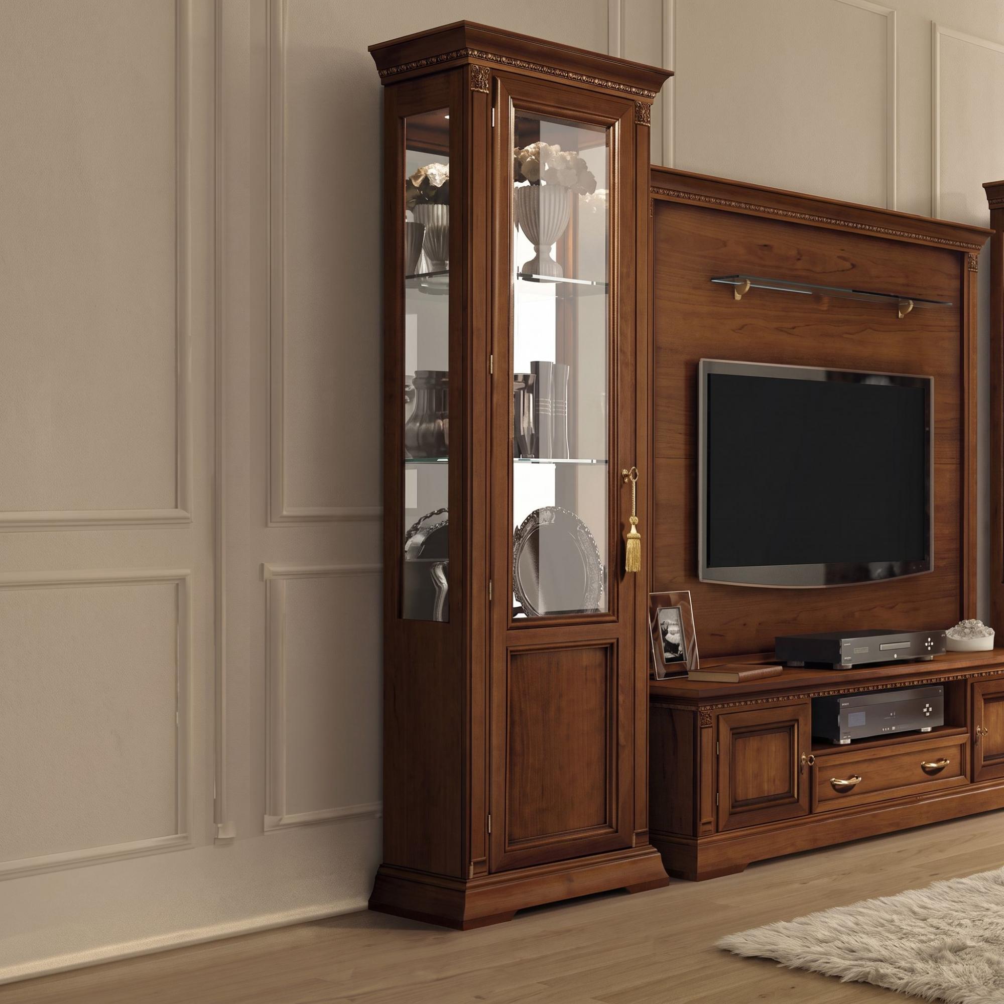 Treviso Italian Display Cabinet - 1 Door - LHF - Cherry Wood