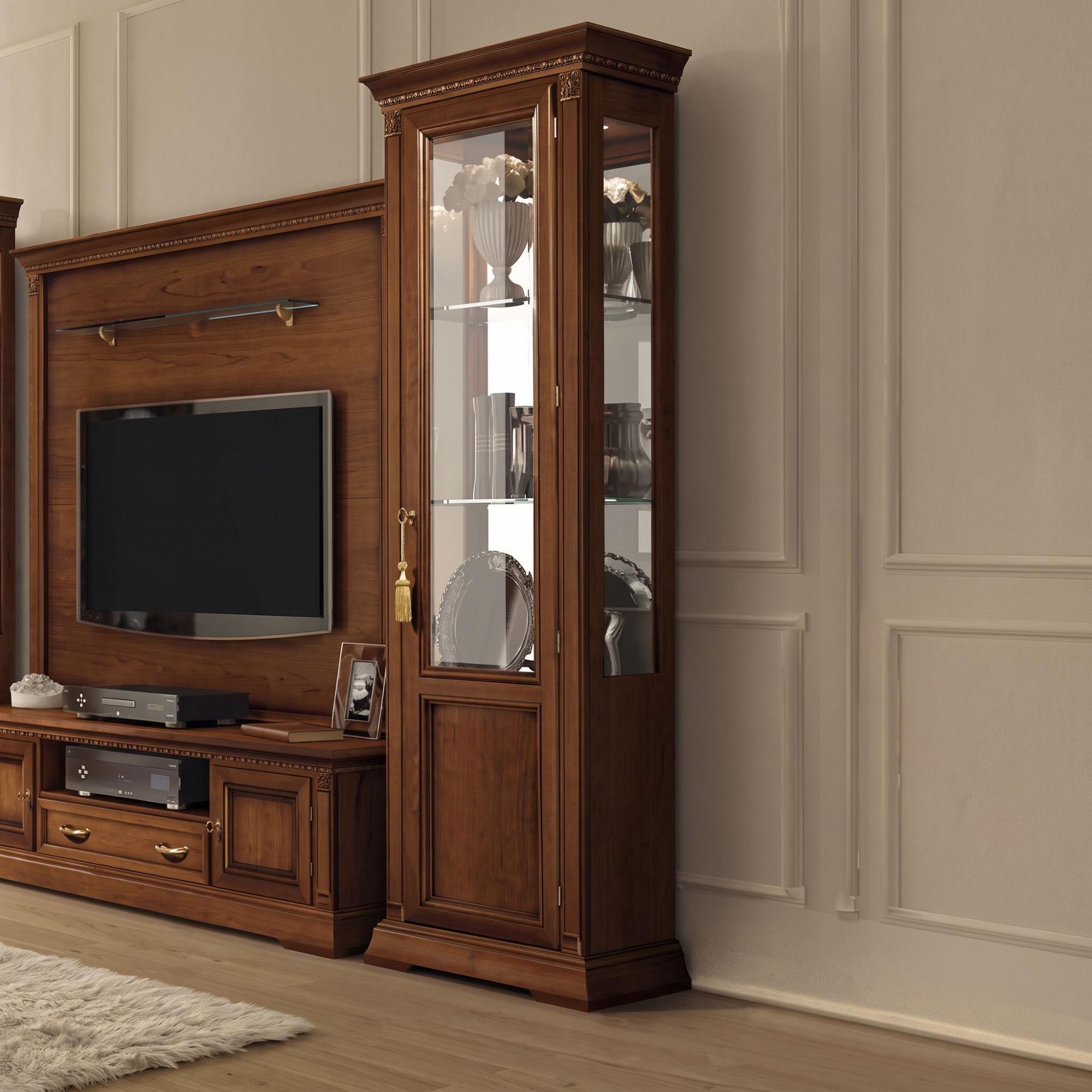 Treviso Italian Display Cabinet - 1 Door - RHF - Cherry Wood