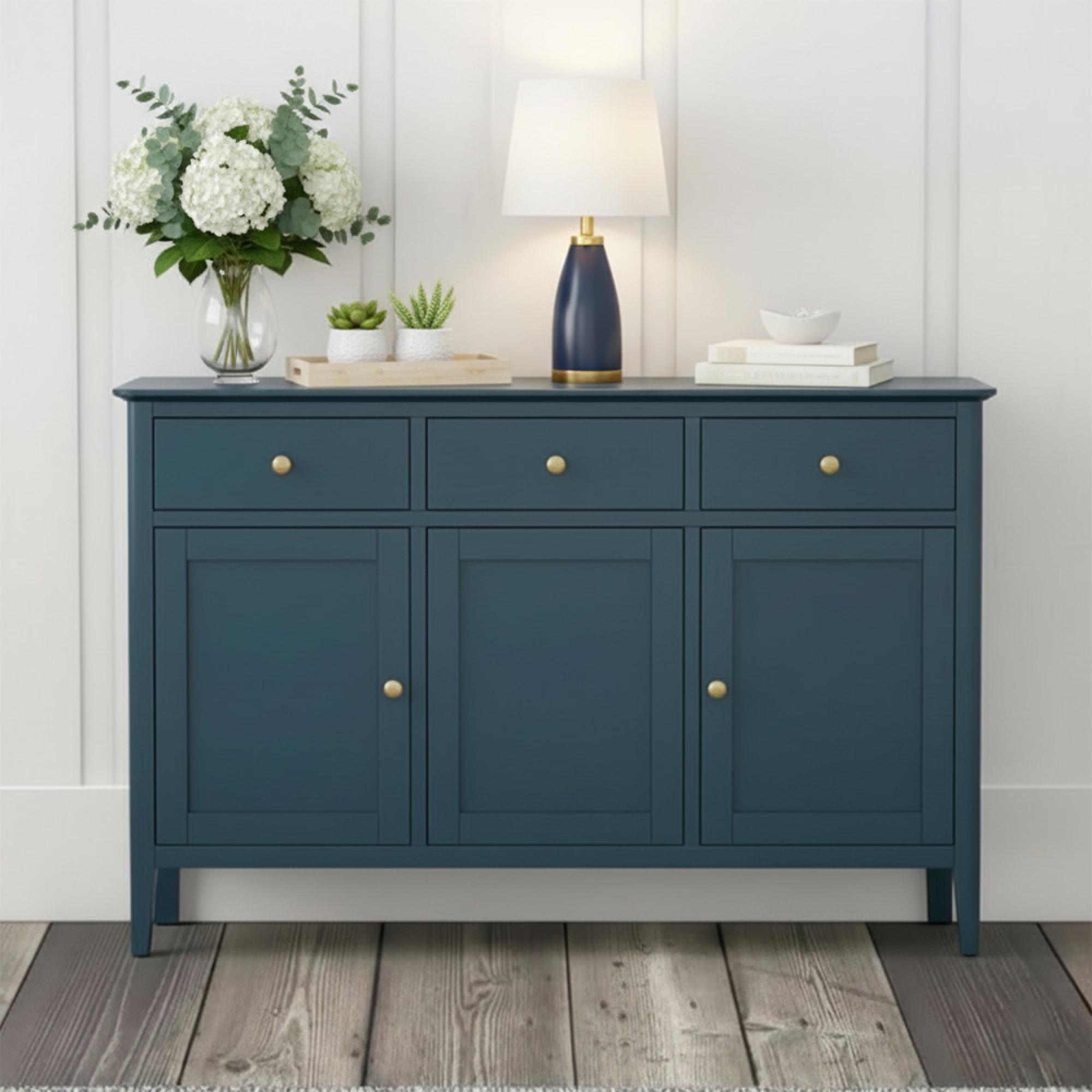 Harrogate Medium Sideboard - 130cm - 3 Door - Blue