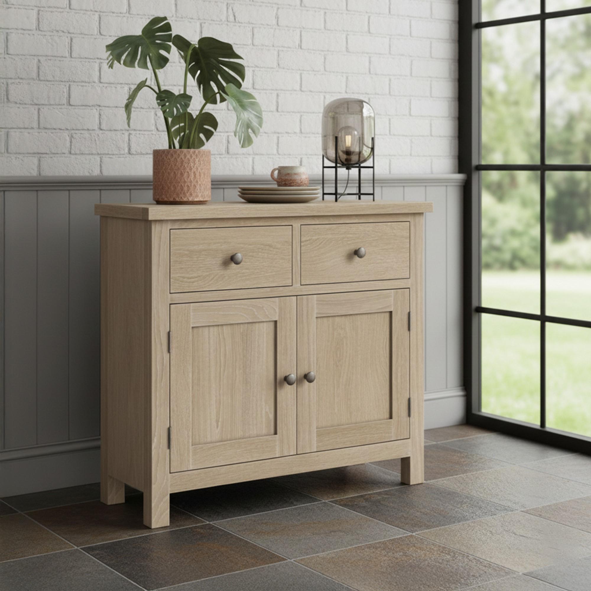 Modern Country Oak - Small Sideboard - 90cm - 2 Door