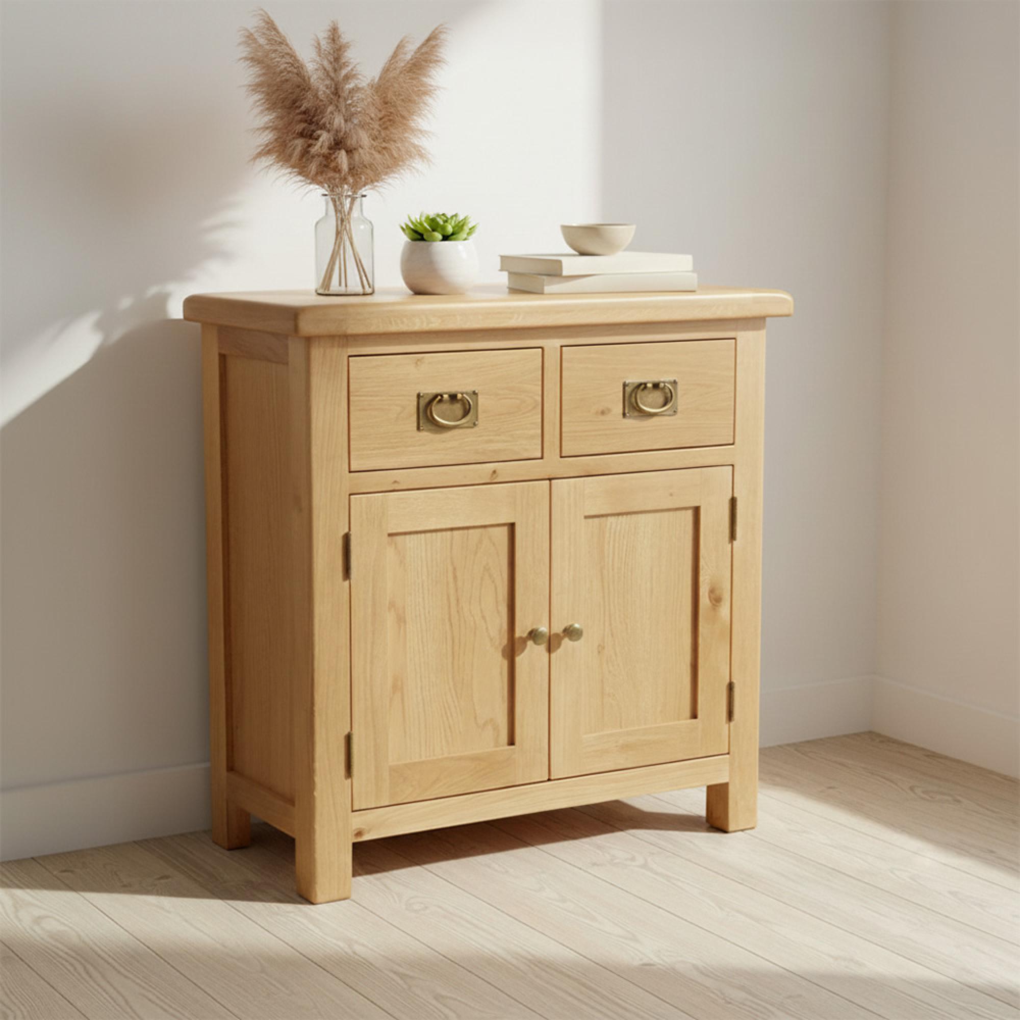 Salisbury Premium Compact Sideboard - 2 Door - Oak - 85cm