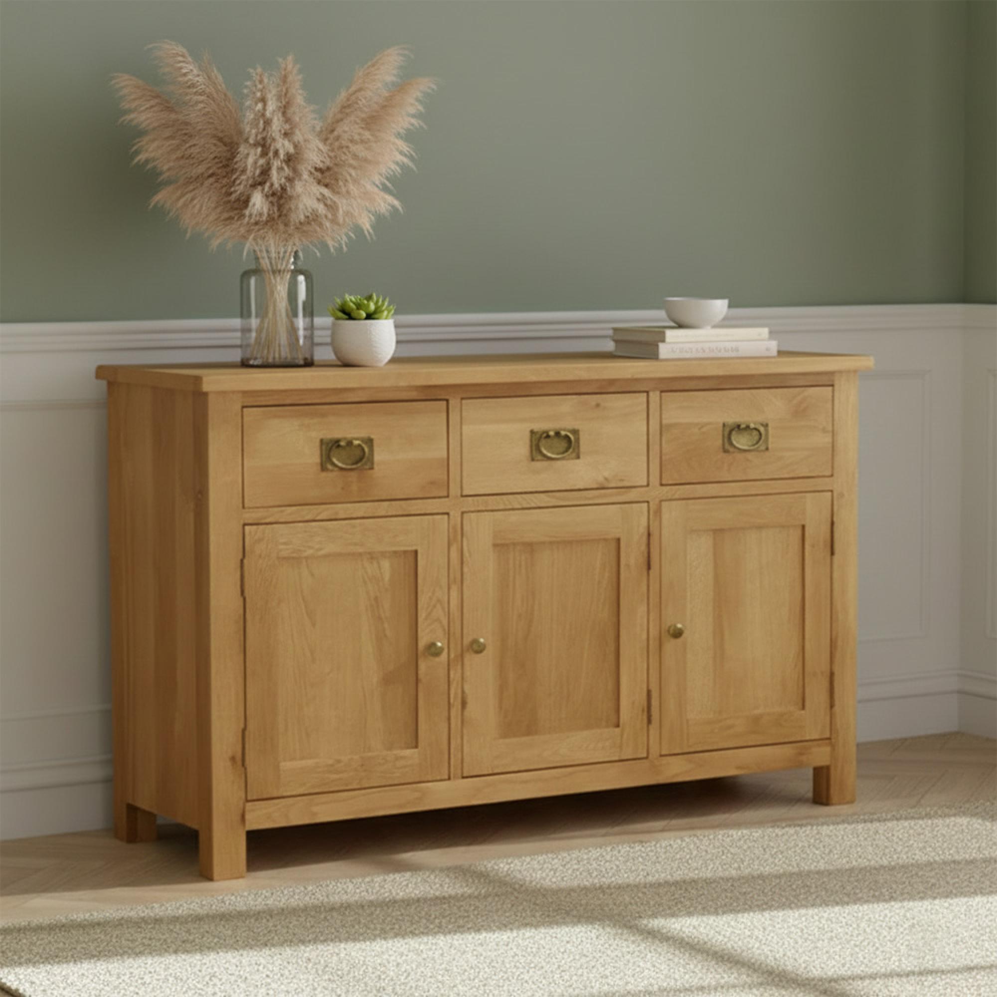 Salisbury Lite Medium Sideboard - 3 Door - Oak - 130cm
