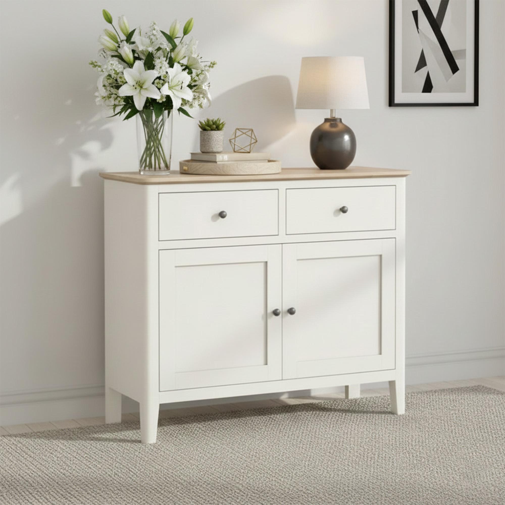 Marlow Small Sideboard - 95cm - 2 Door - White