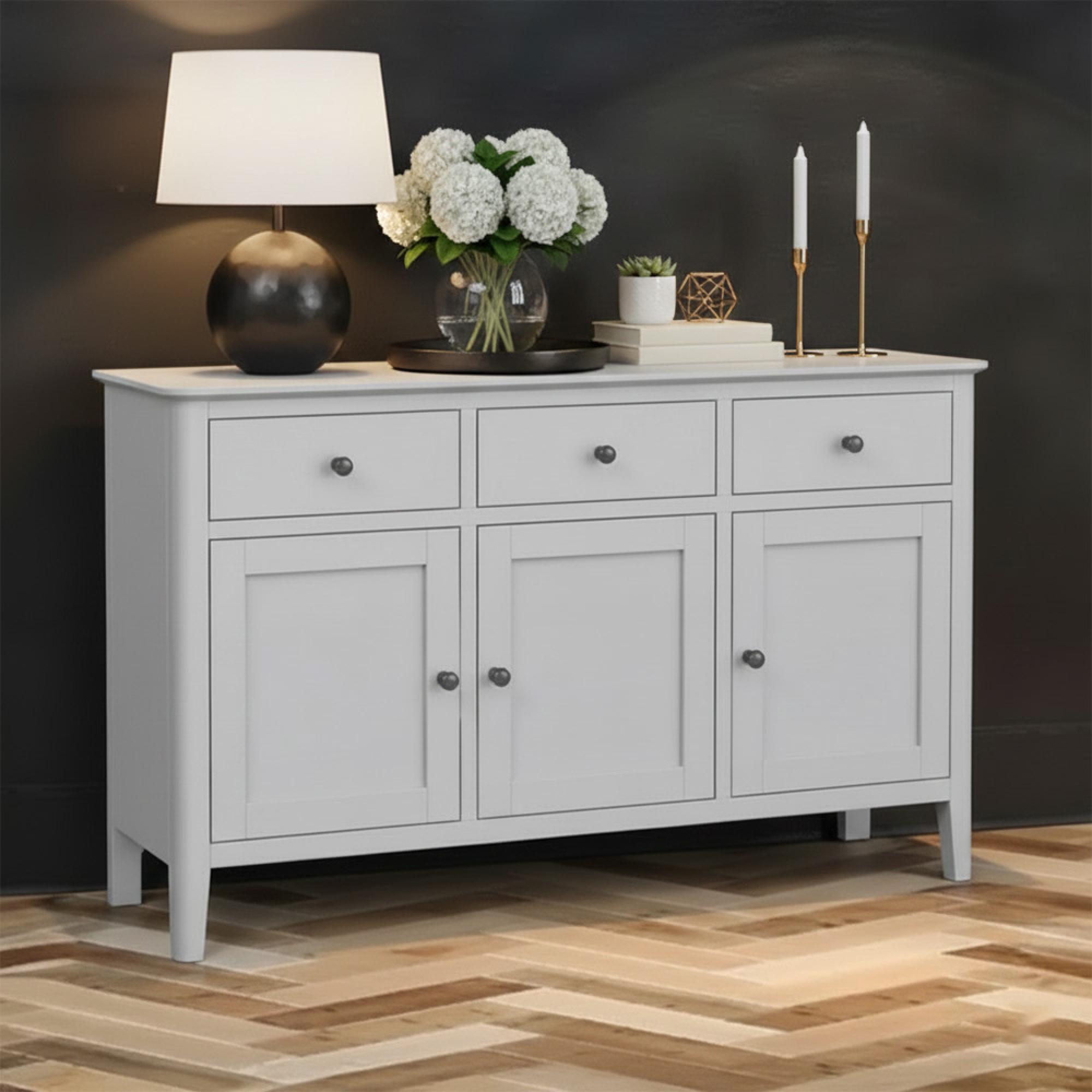 Stowe Medium Sideboard - 3 Door - Grey - 130cm