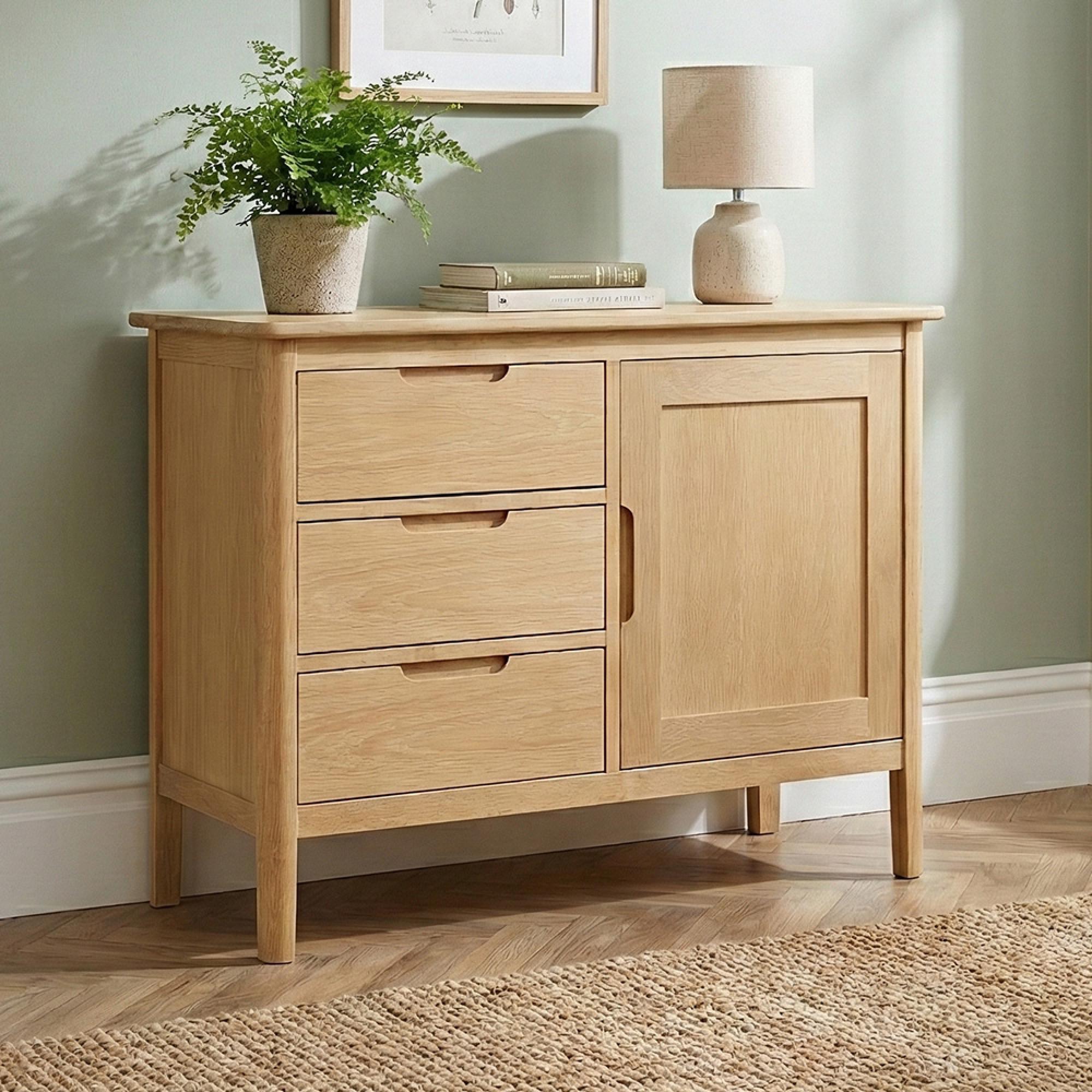 Twyford Medium Sideboard - 1 Door - 130cm - Oak