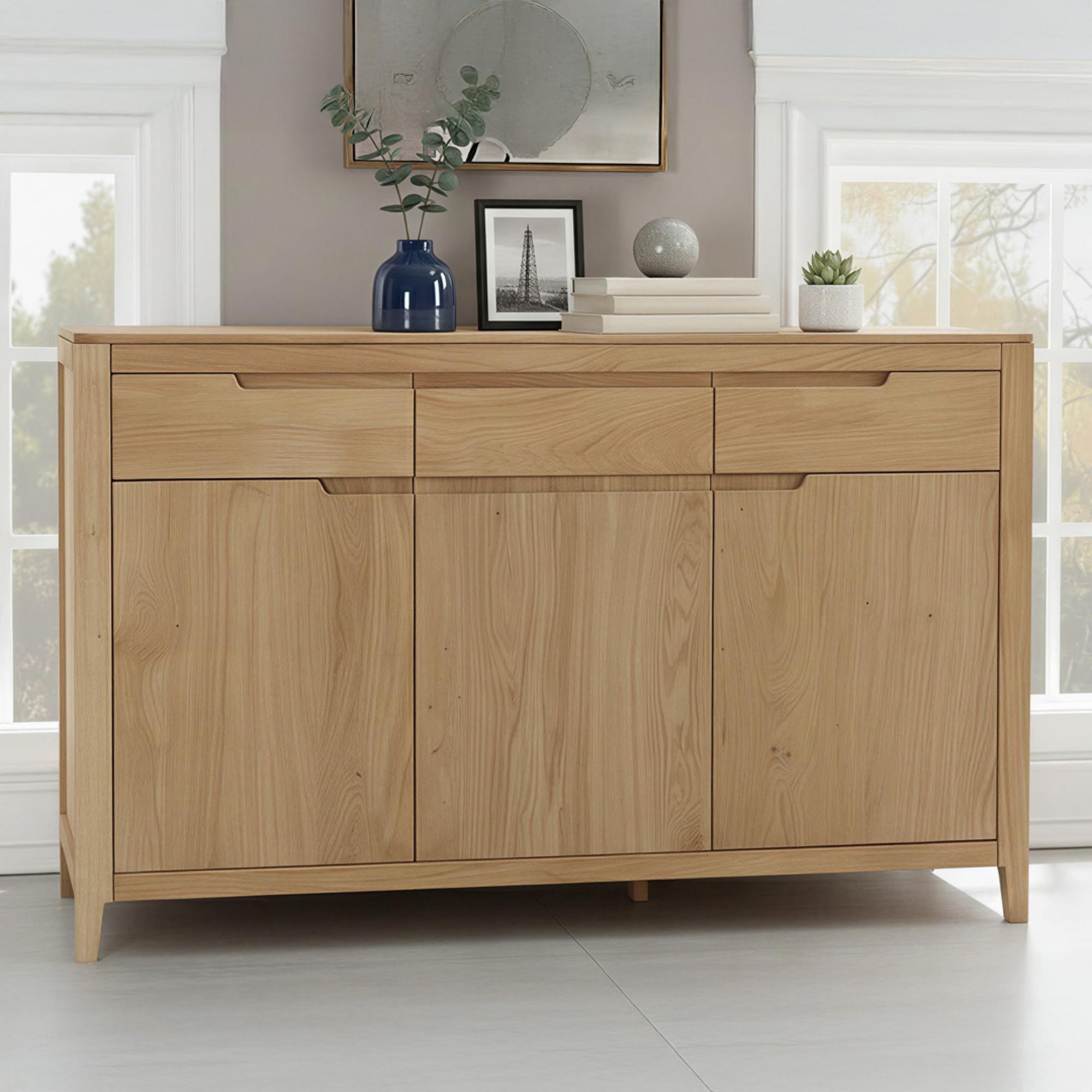 Dunmore Medium Sideboard - 120cm - 3 Door - Oak