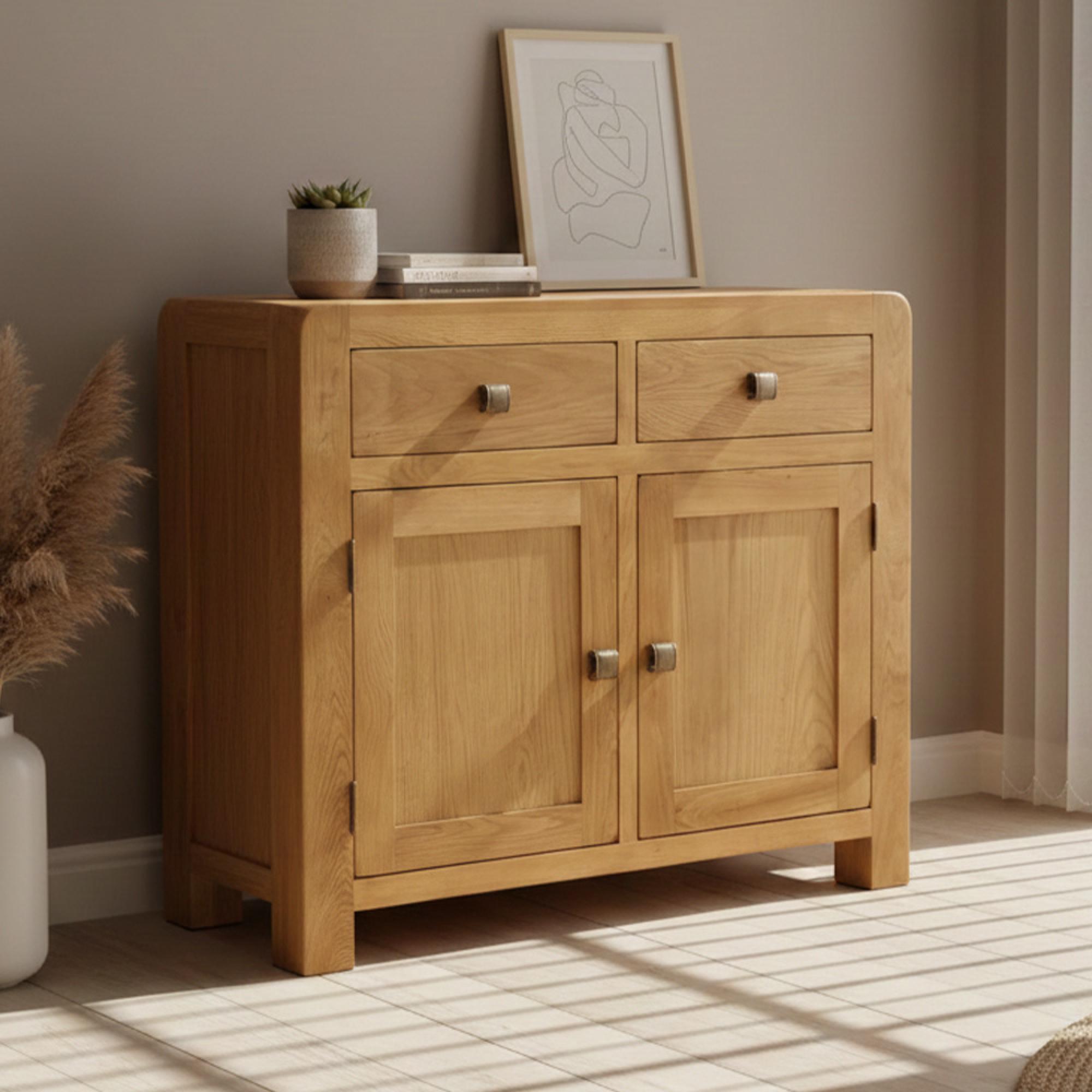Curve Small Sideboard - 2 Door - 100cm - Oak