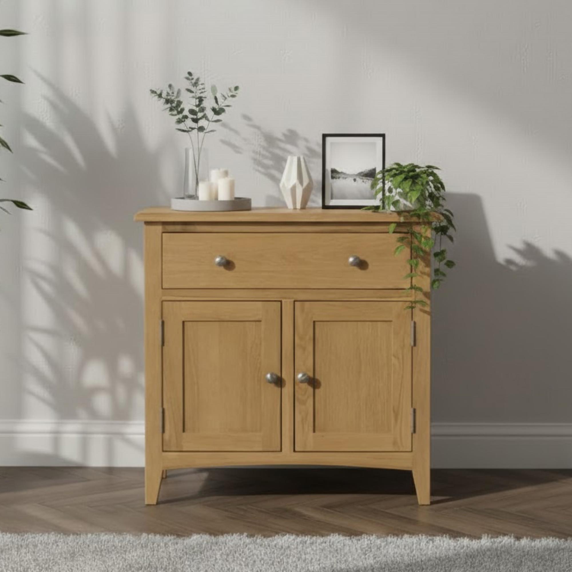 Kilkenny Compact Sideboard - 80cm - 2 Door - Oak