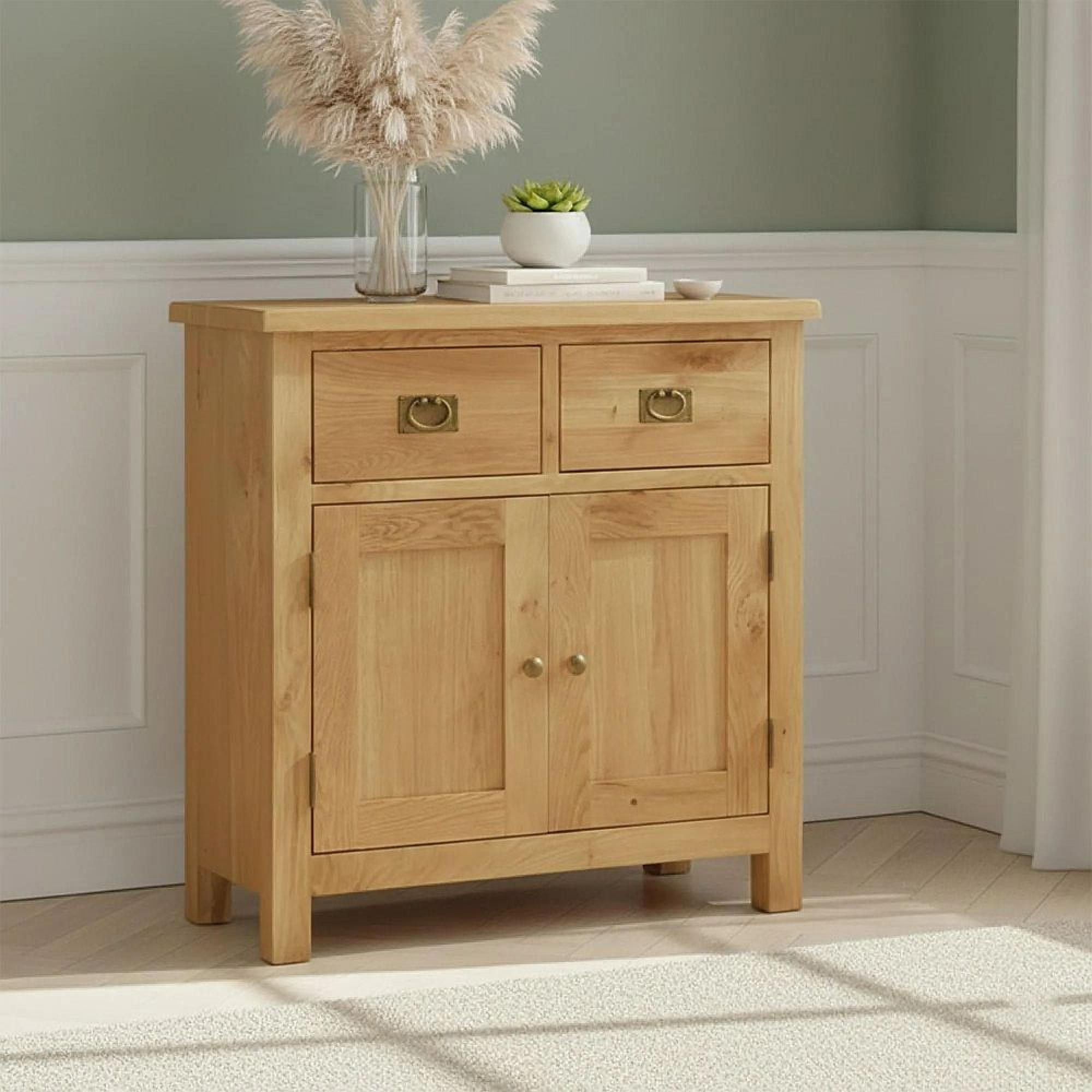 Clearance - Salisbury Lite Compact Sideboard - 2 Door - 75cm - Oak - A426