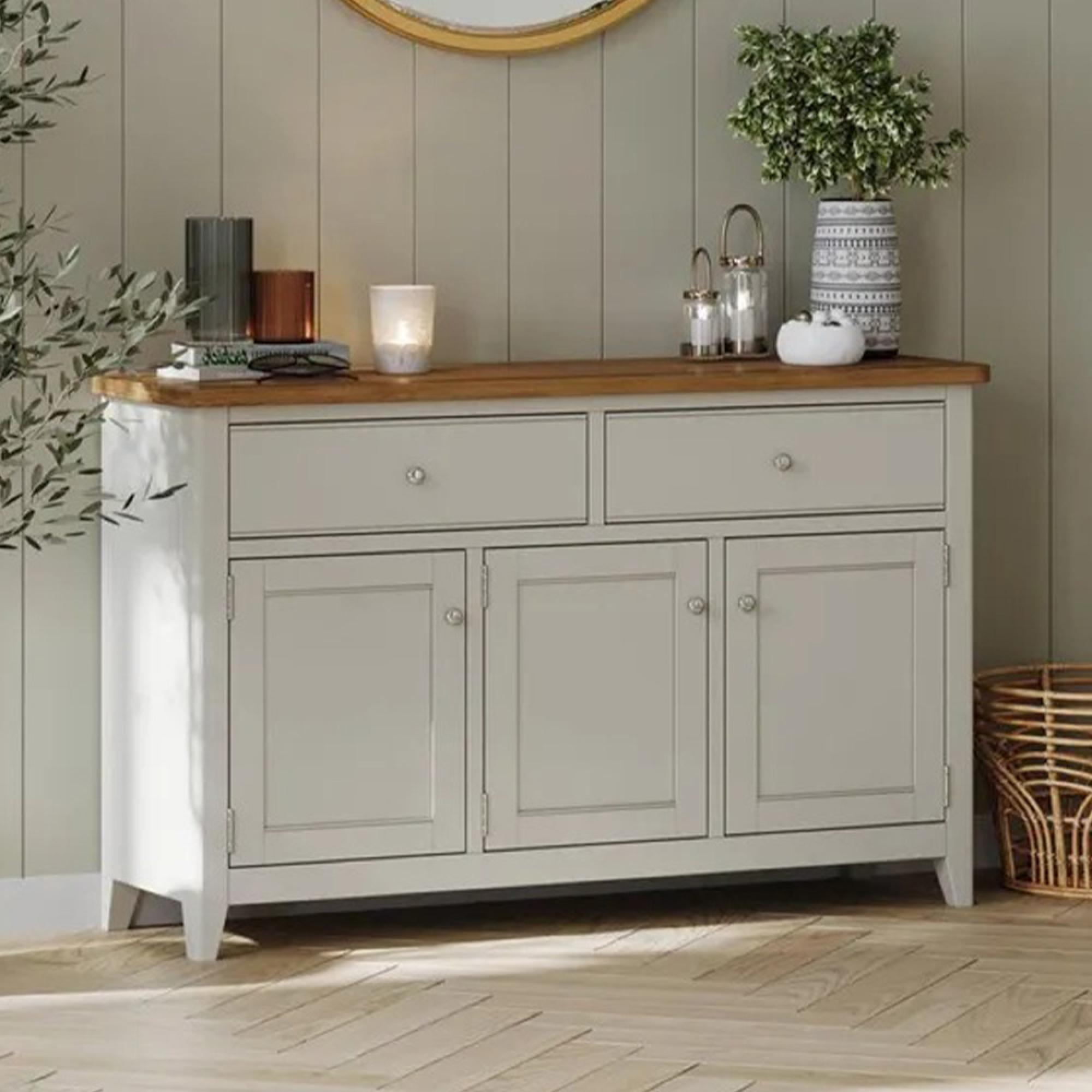 Arden Grey Painted 115cm Small 3 Door Sideboard