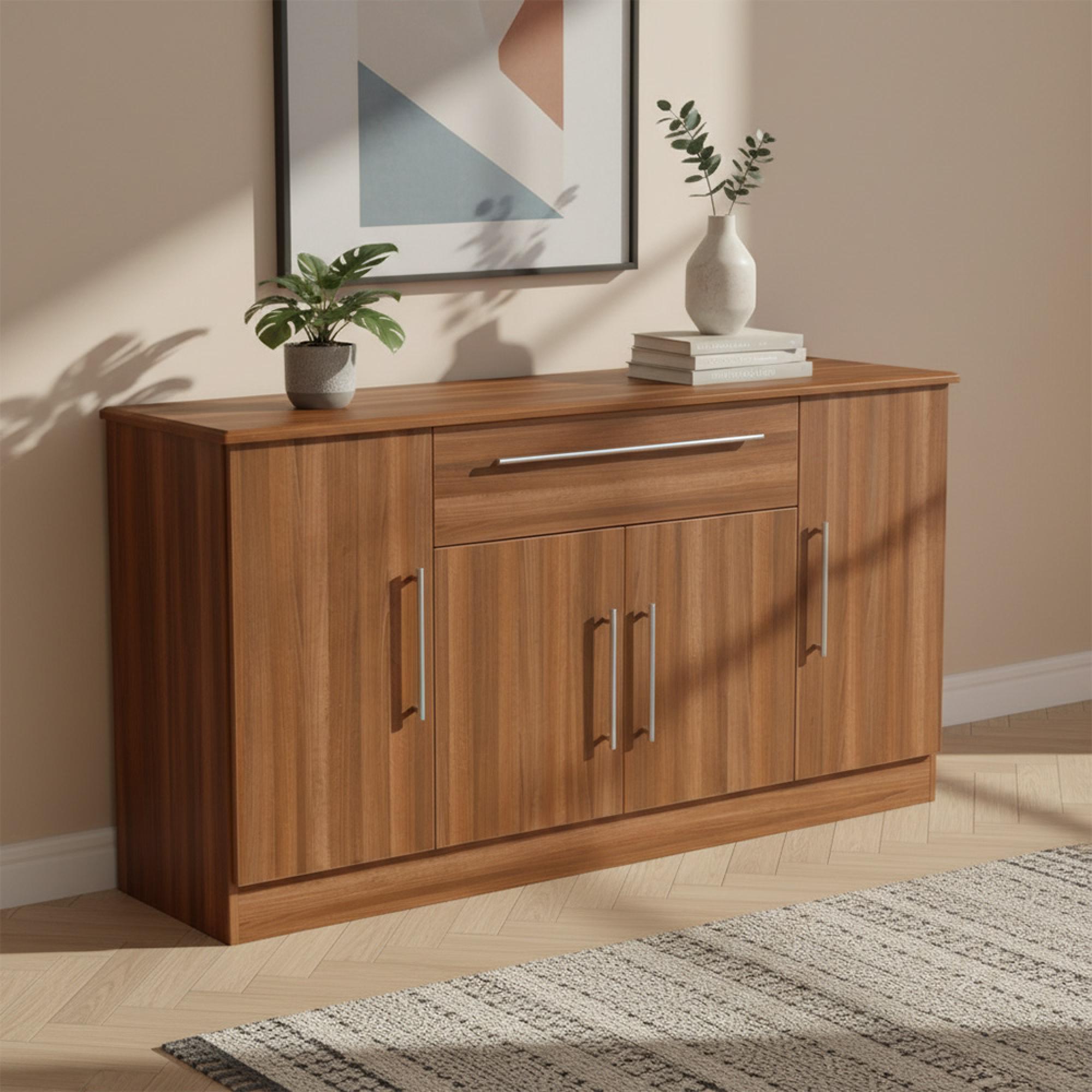 Sherwood Wide Sideboard - 4 Door - Walnut