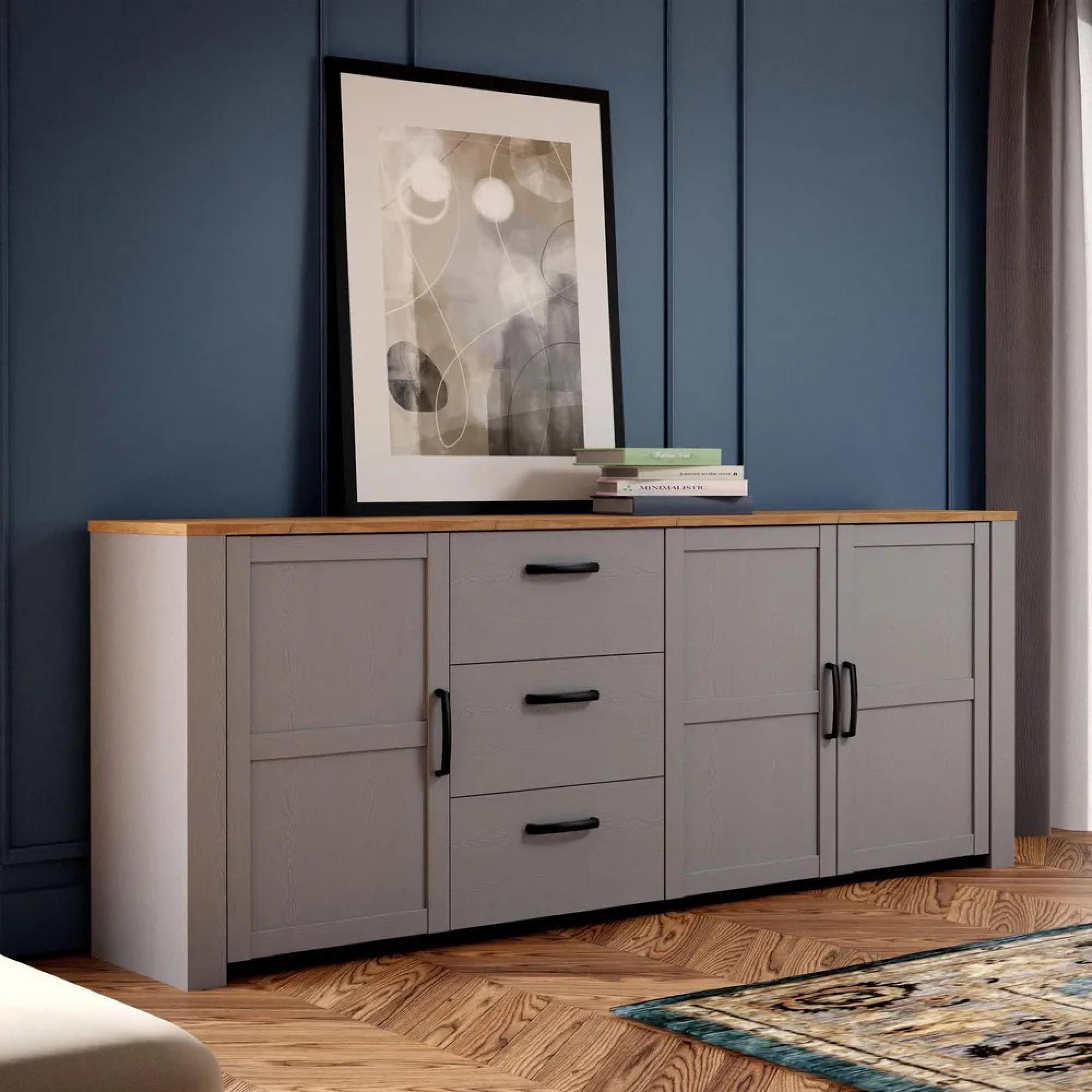 Bohol Sideboard - 3 Door - 3 Drawer - Extra Large - Grey
