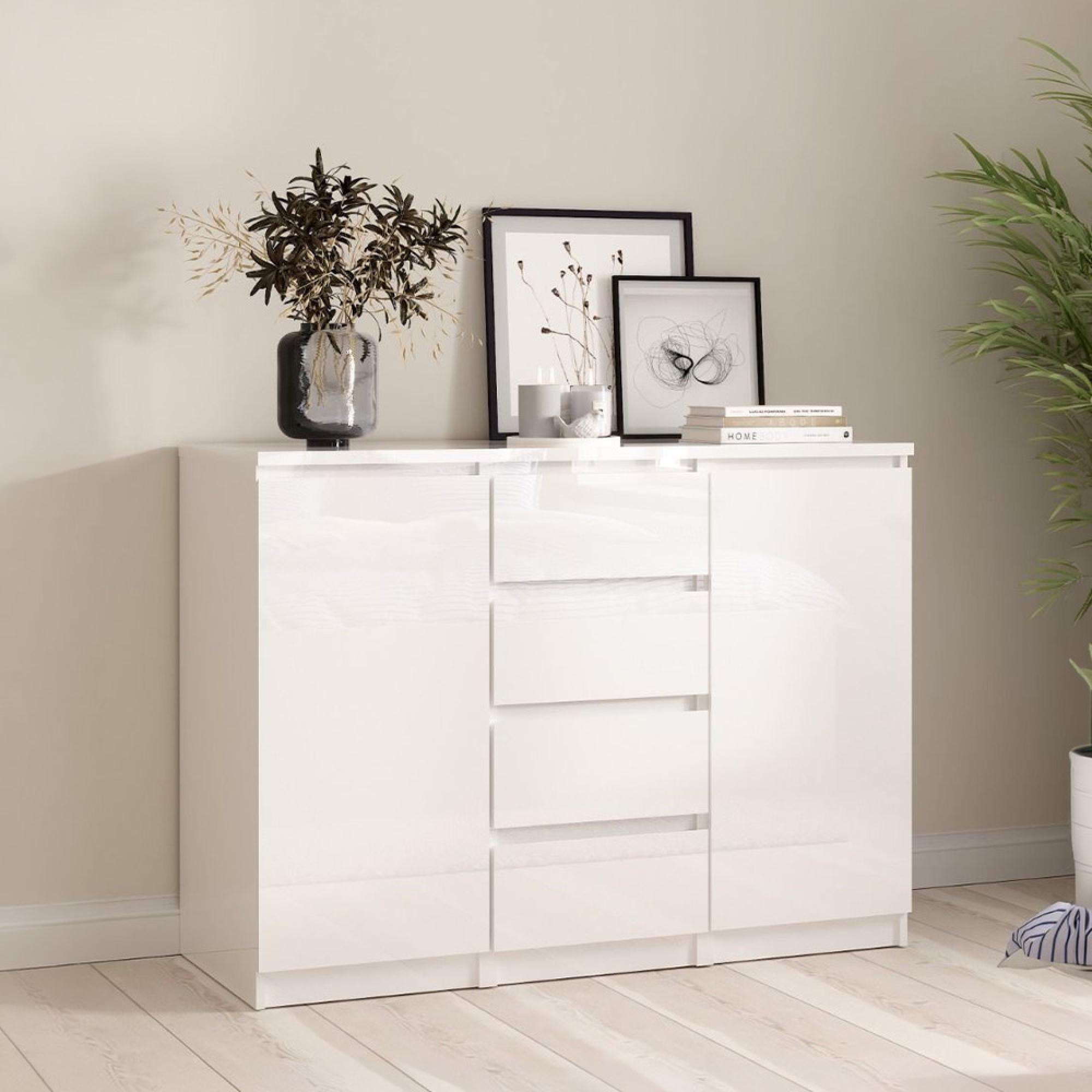 Naia Sideboard - 2 Door - 4 Drawer - Medium - White High Gloss