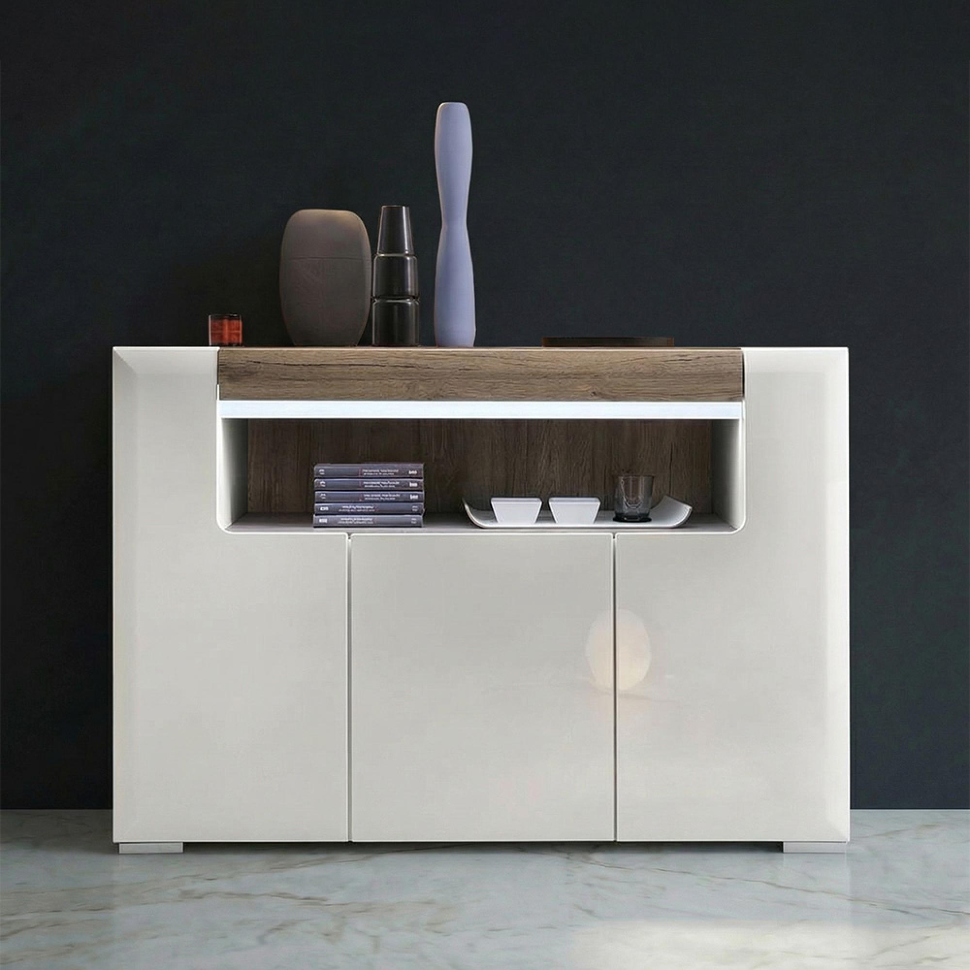 Toronto Sideboard - 3 Door - 140cm - Medium - White Gloss