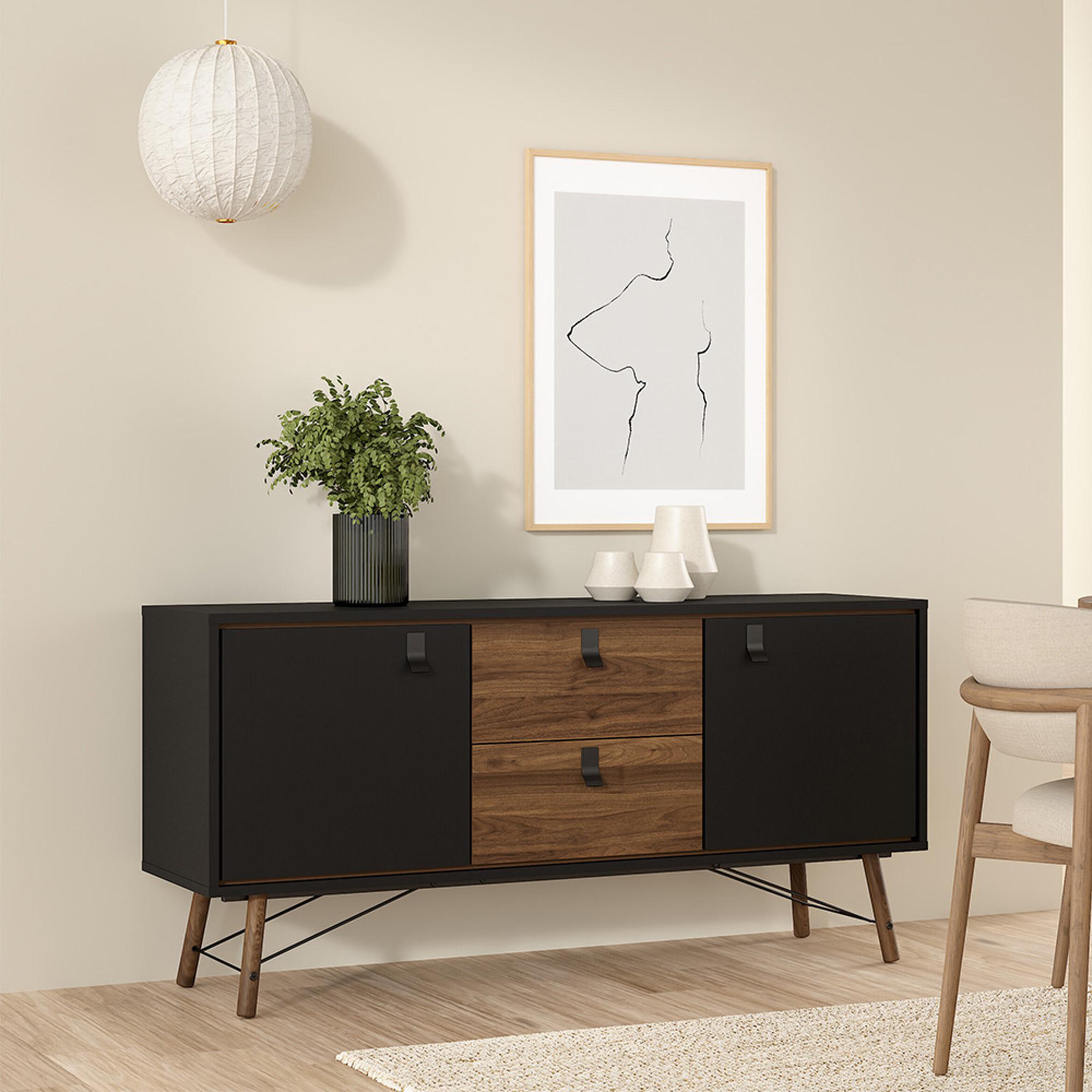 Ry Sideboard - 2 Door - 2 Drawer - Medium - Black