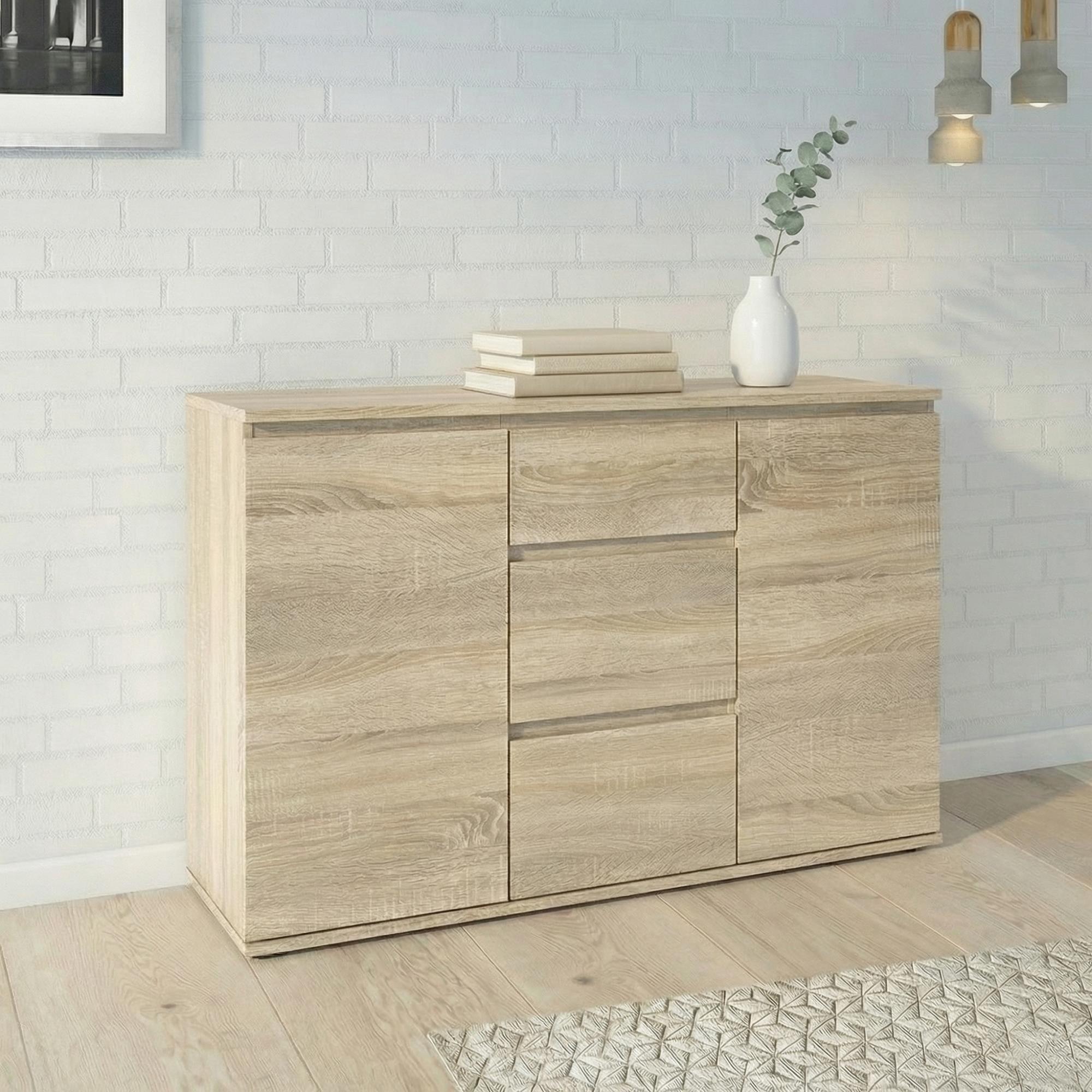 Nova Sideboard - 2 Door - 3 Drawer - Small - Oak
