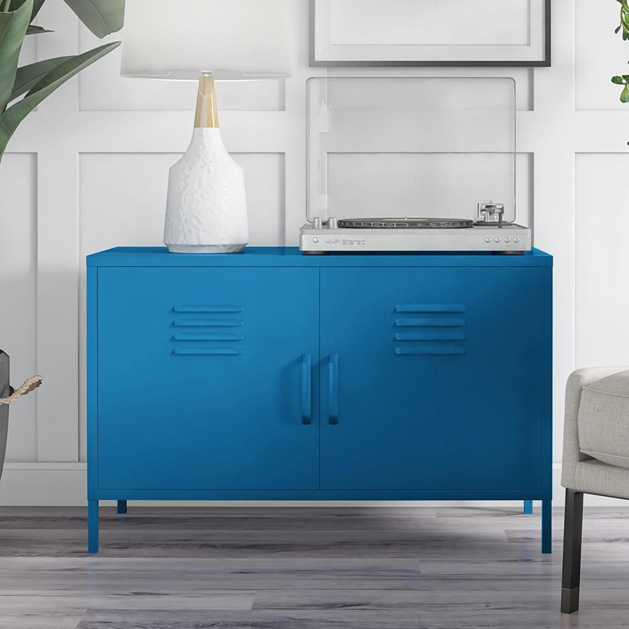 Novogratz Cache Accent Sideboard - Blue Locker - 2 Doors - 4012810COMNUK