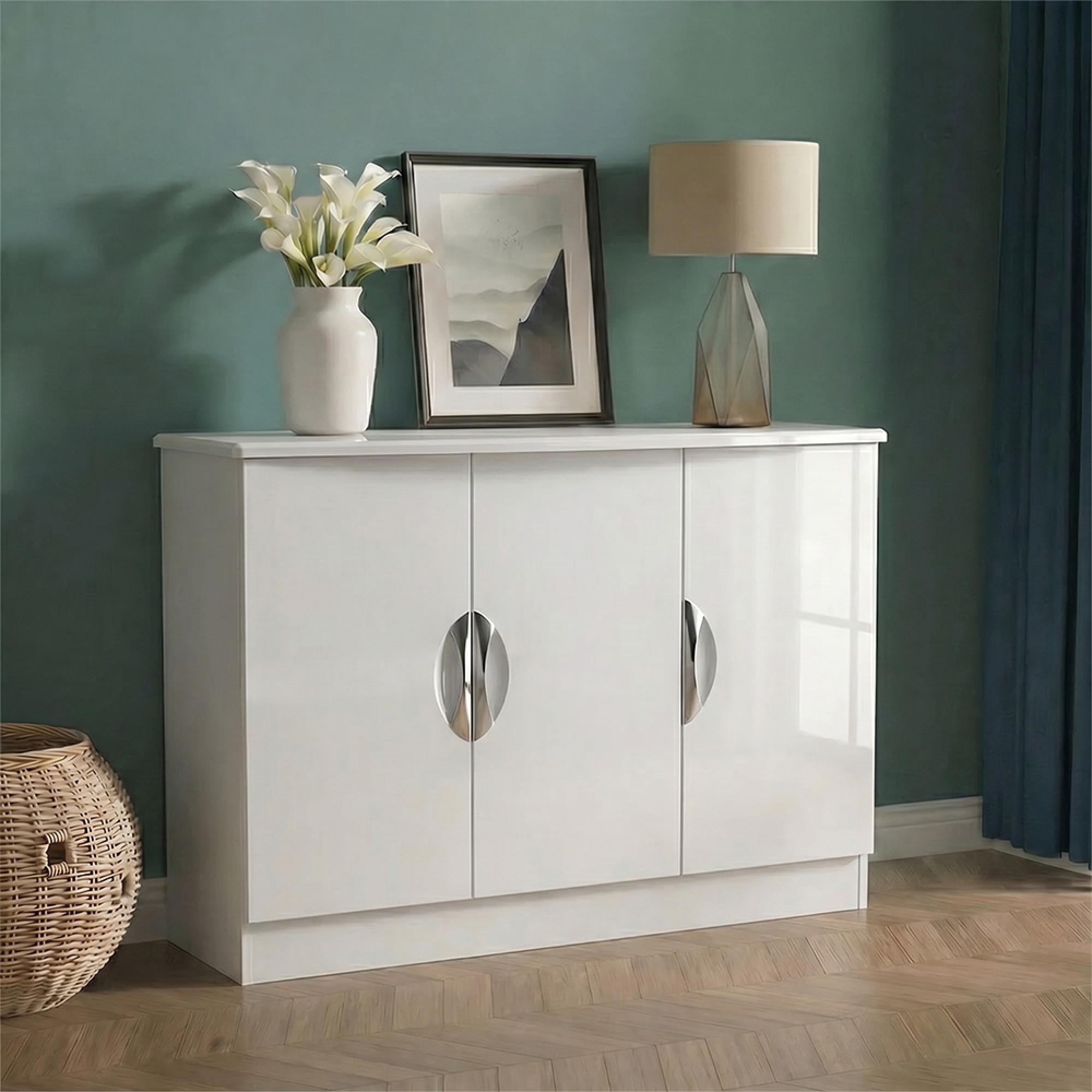 Camden Sideboard - Small - 3 Doors - White Gloss